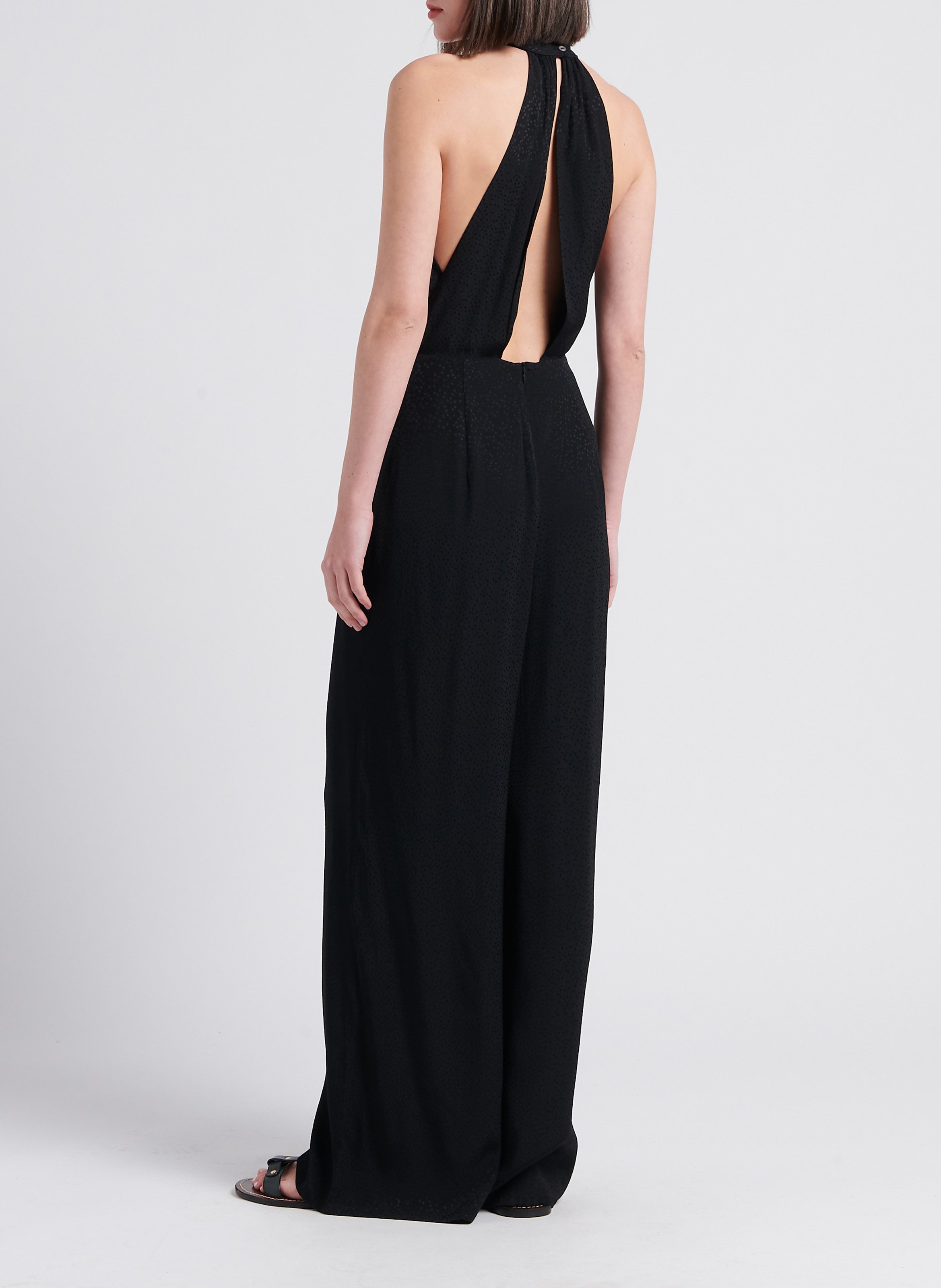 American sleeve wide-leg jumpsuit ATTIC AND BARN Black