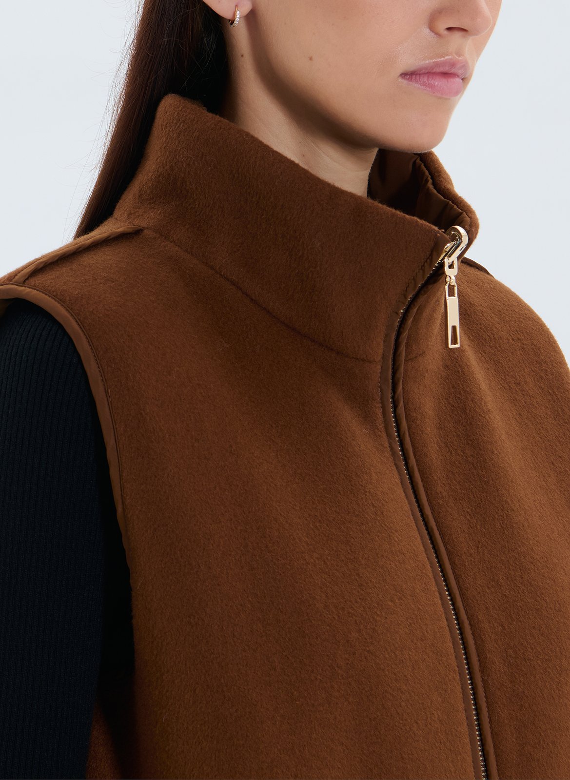 Mohair and merino wool high-neck cardigan ZAPA Brown