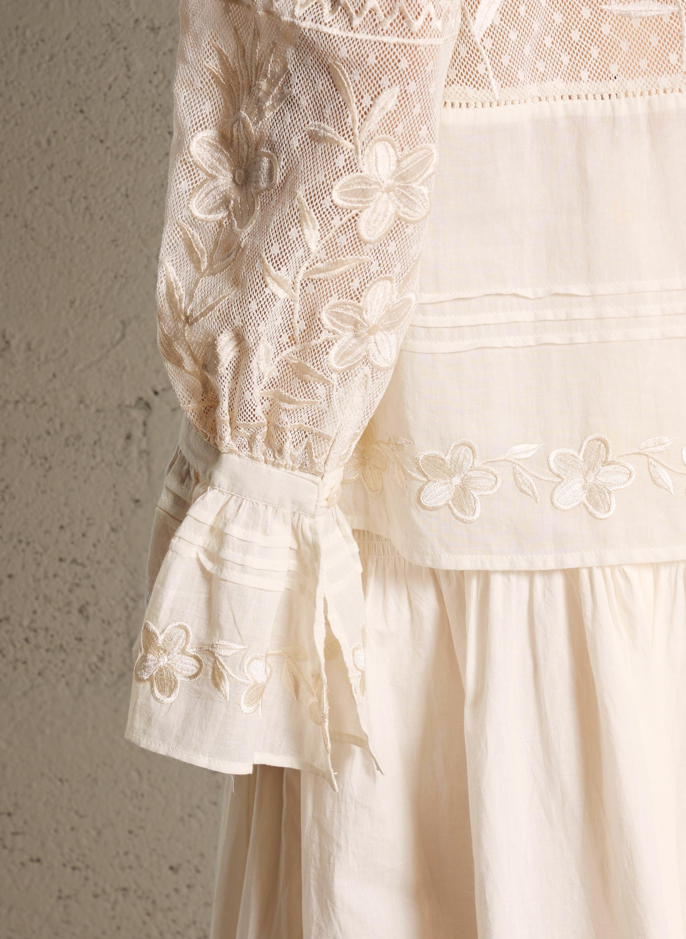 Chemsie col montant en coton ANTIK BATIK Blanc