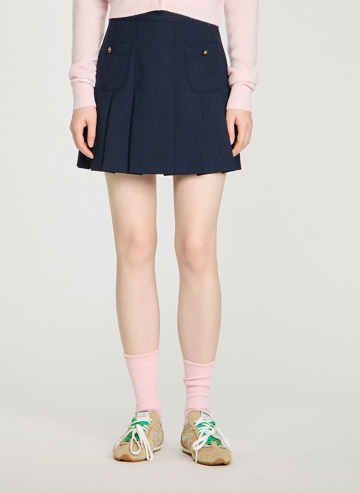 Baskets basses en cuir SANDRO Beige