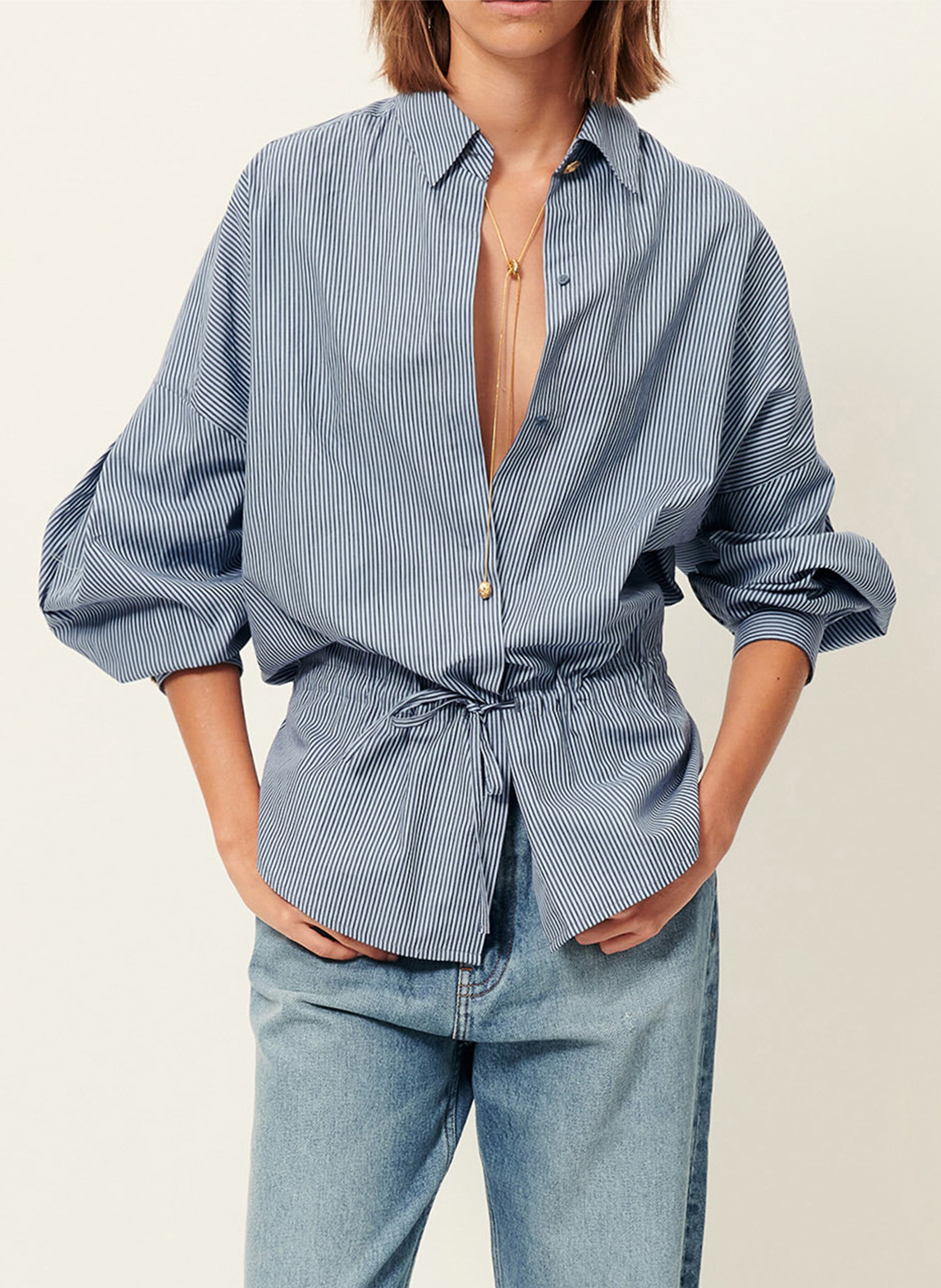 Chemise col classique manches contrastantes en coton SESSUN Blue