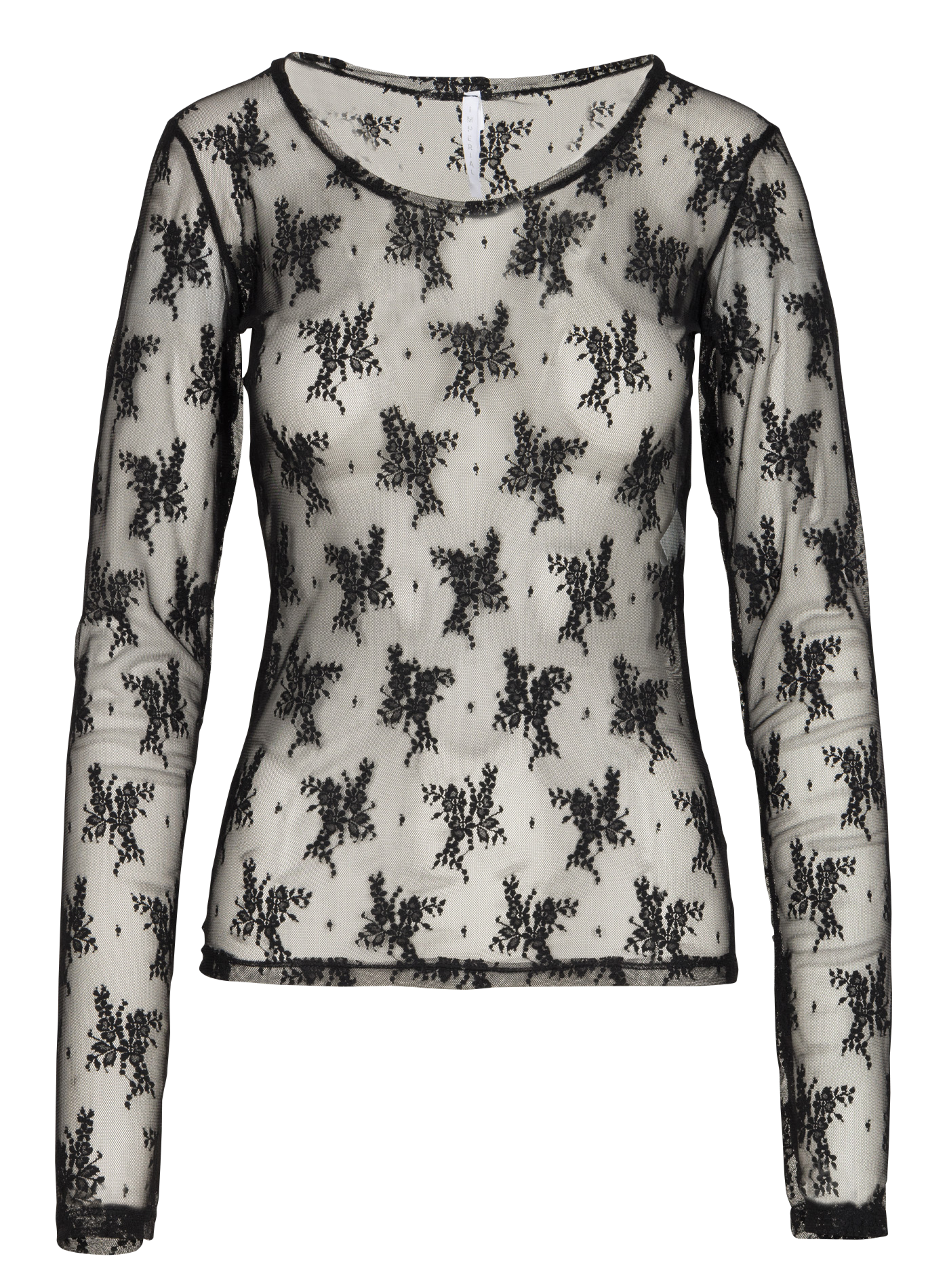 <p>T-shirt recht met ronde hals in kant</p> IMPERIAL Zwart