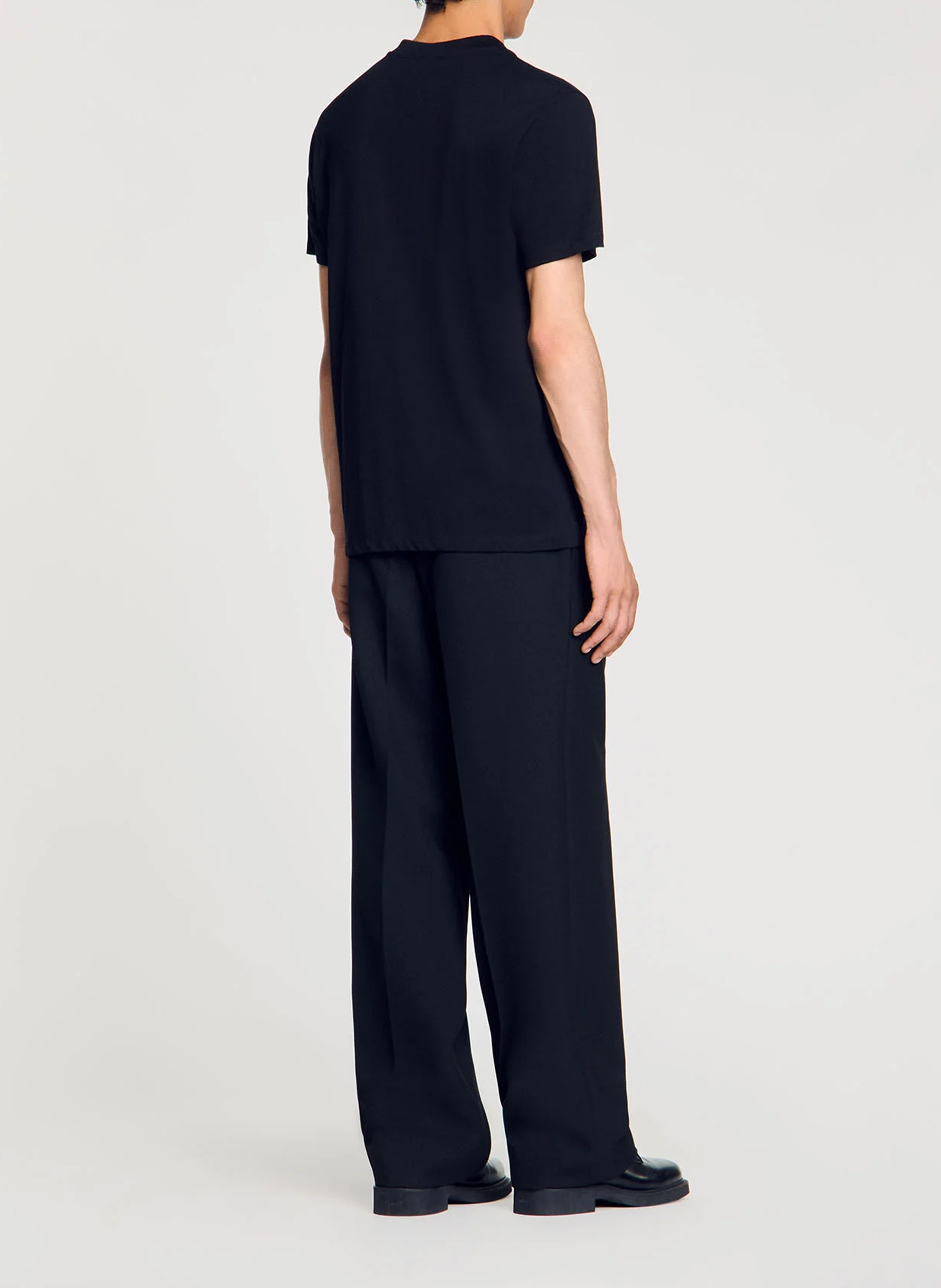 Recht, katoenen T-shirt SANDRO Zwart