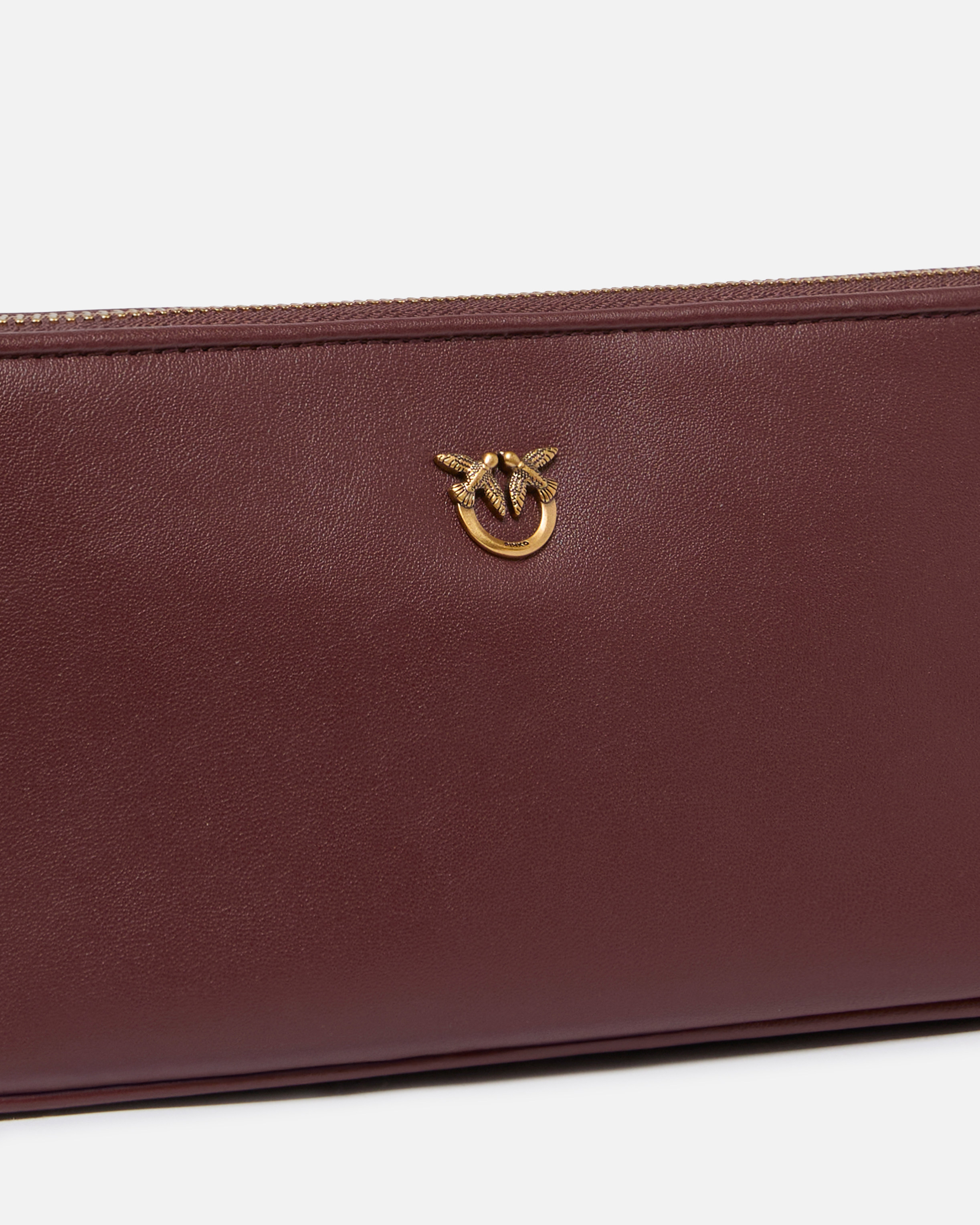 Mini leather half-moon baguette shoulder bag PINKO Golden