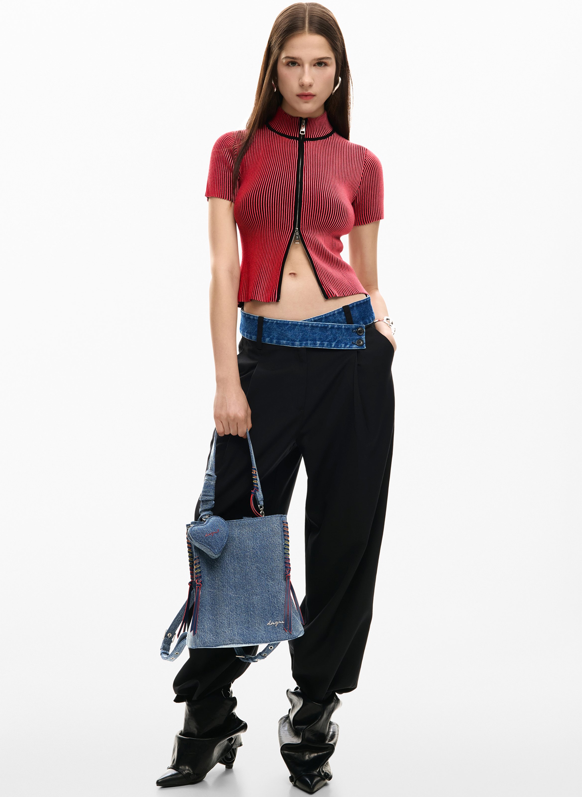 Denim backpack with heart DESIGUAL Blue