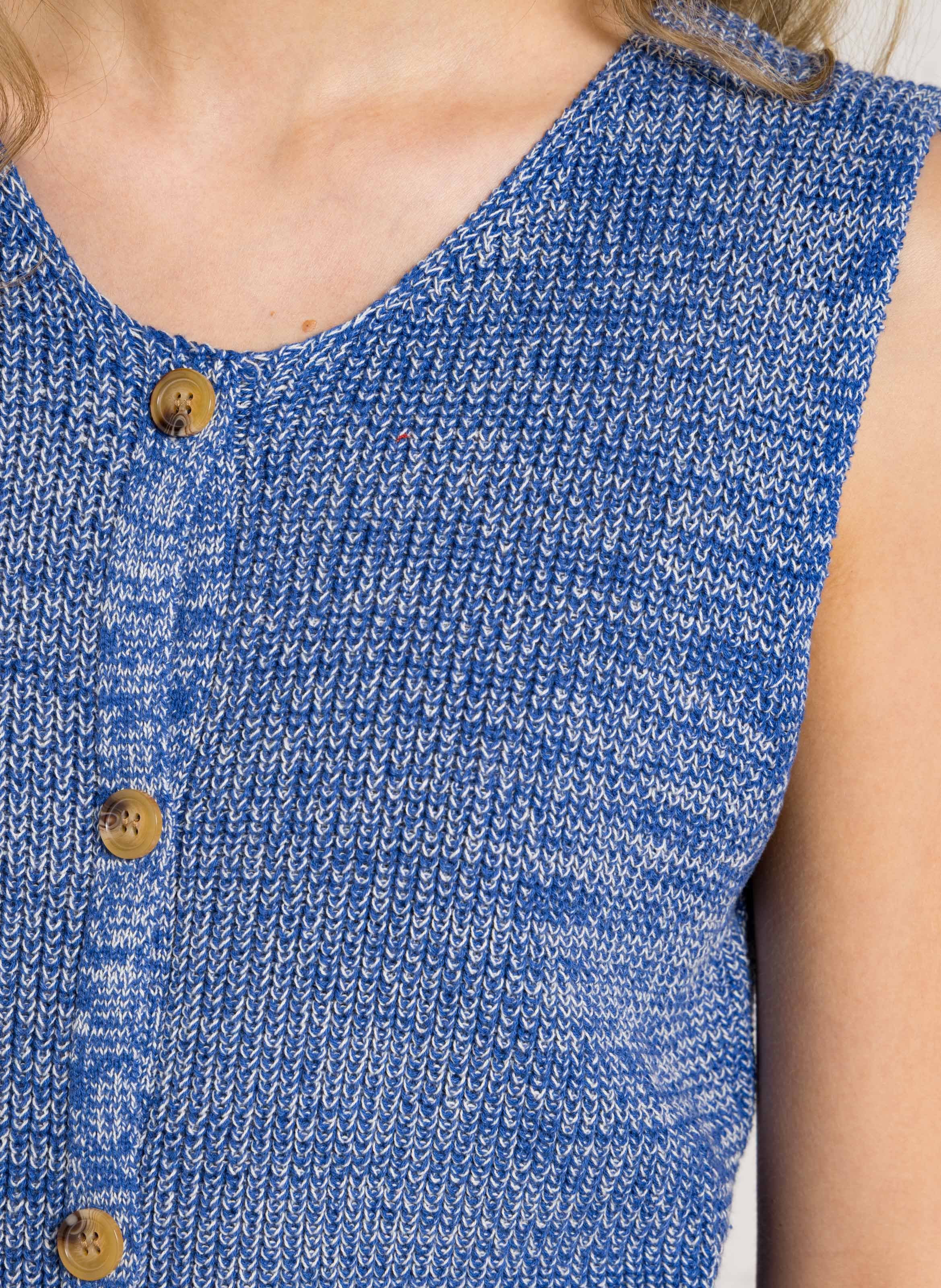 V-neck sleeveless cotton cardigan THE KORNER Blue