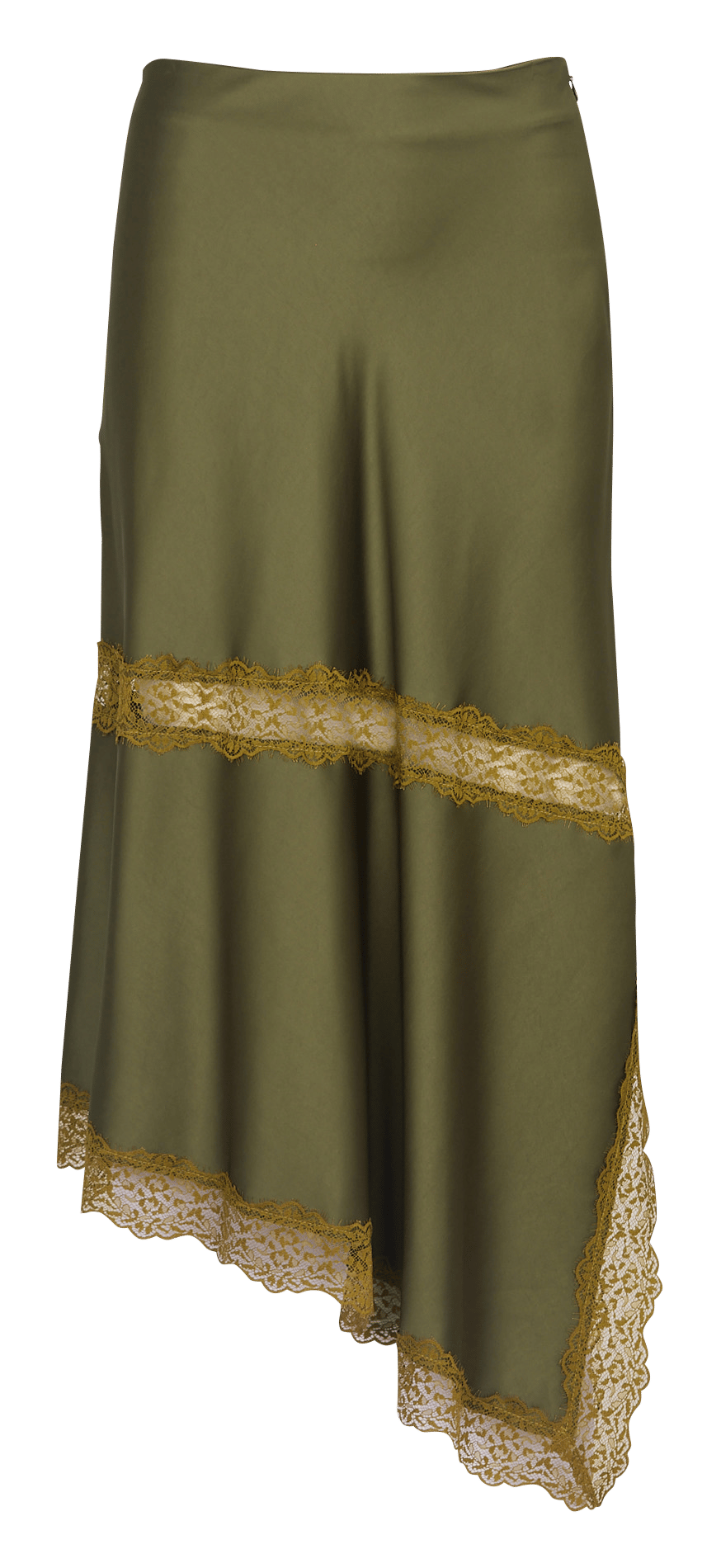 Asymmetrische, halflange rok van kant IMPERIAL Groen