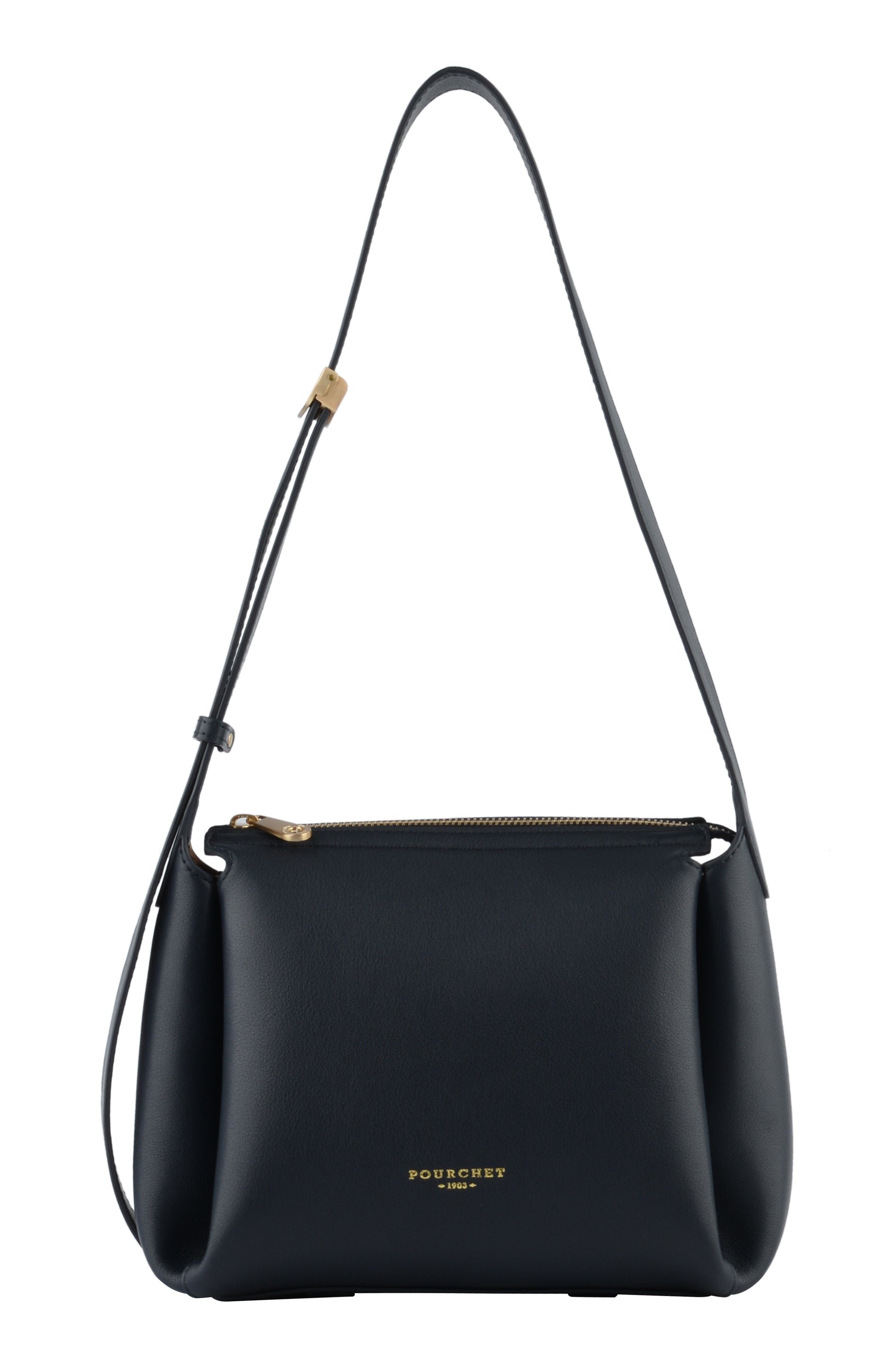 Calfskin leather shoulder bag POURCHET Blue