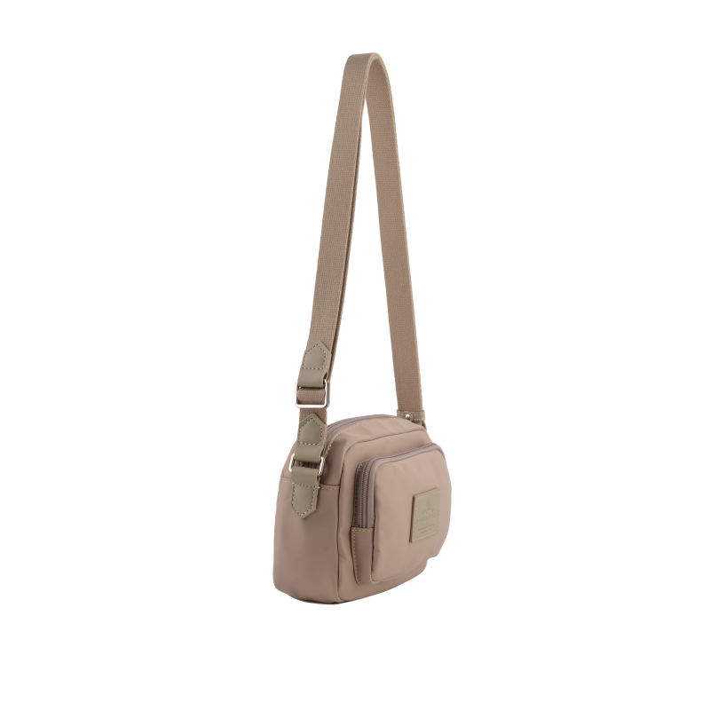 Crossbody bag in canvas trimmed with leather Brown