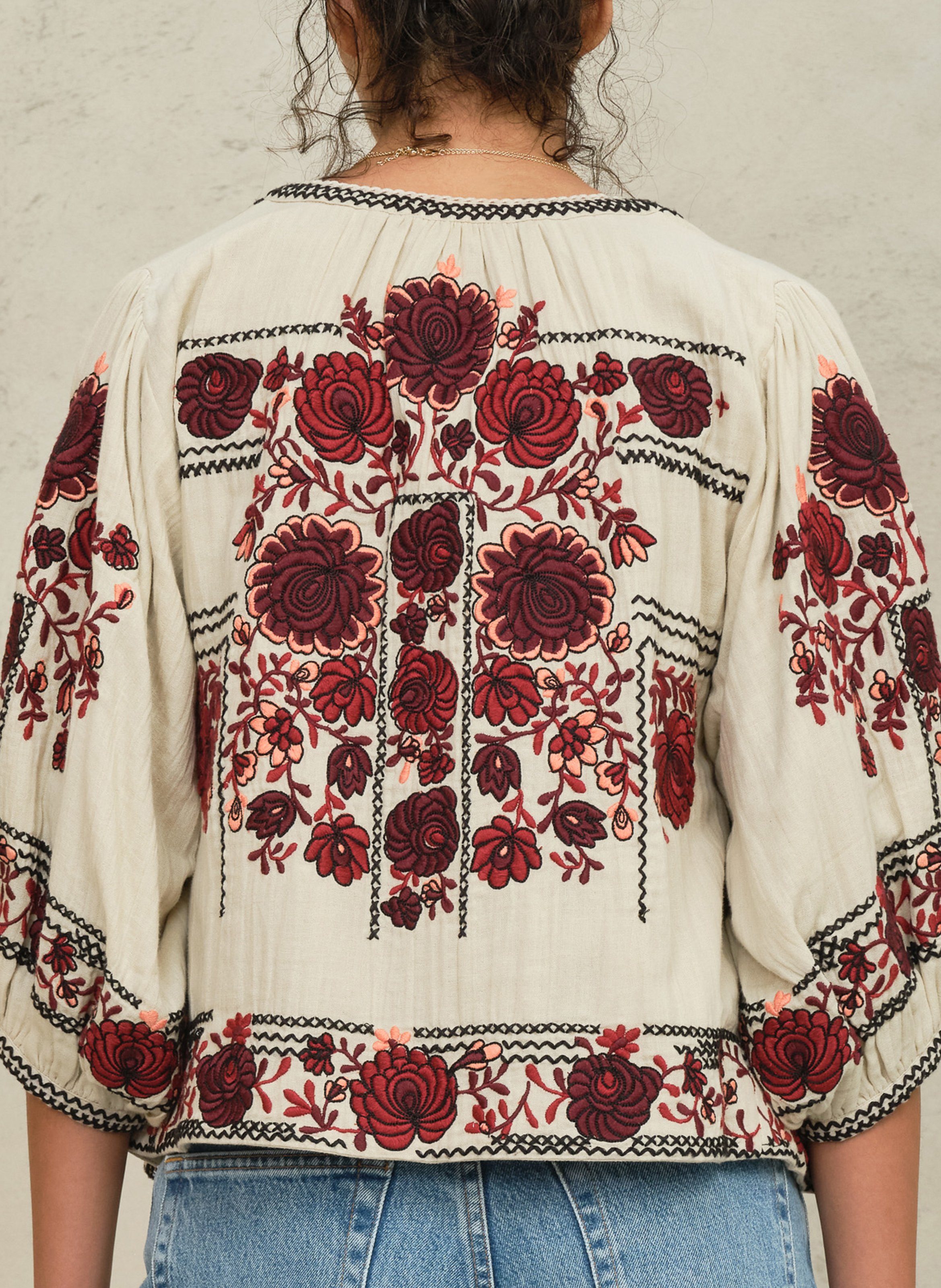 Veste oversize col rond en coton imprimé M.A.B.E Blanc