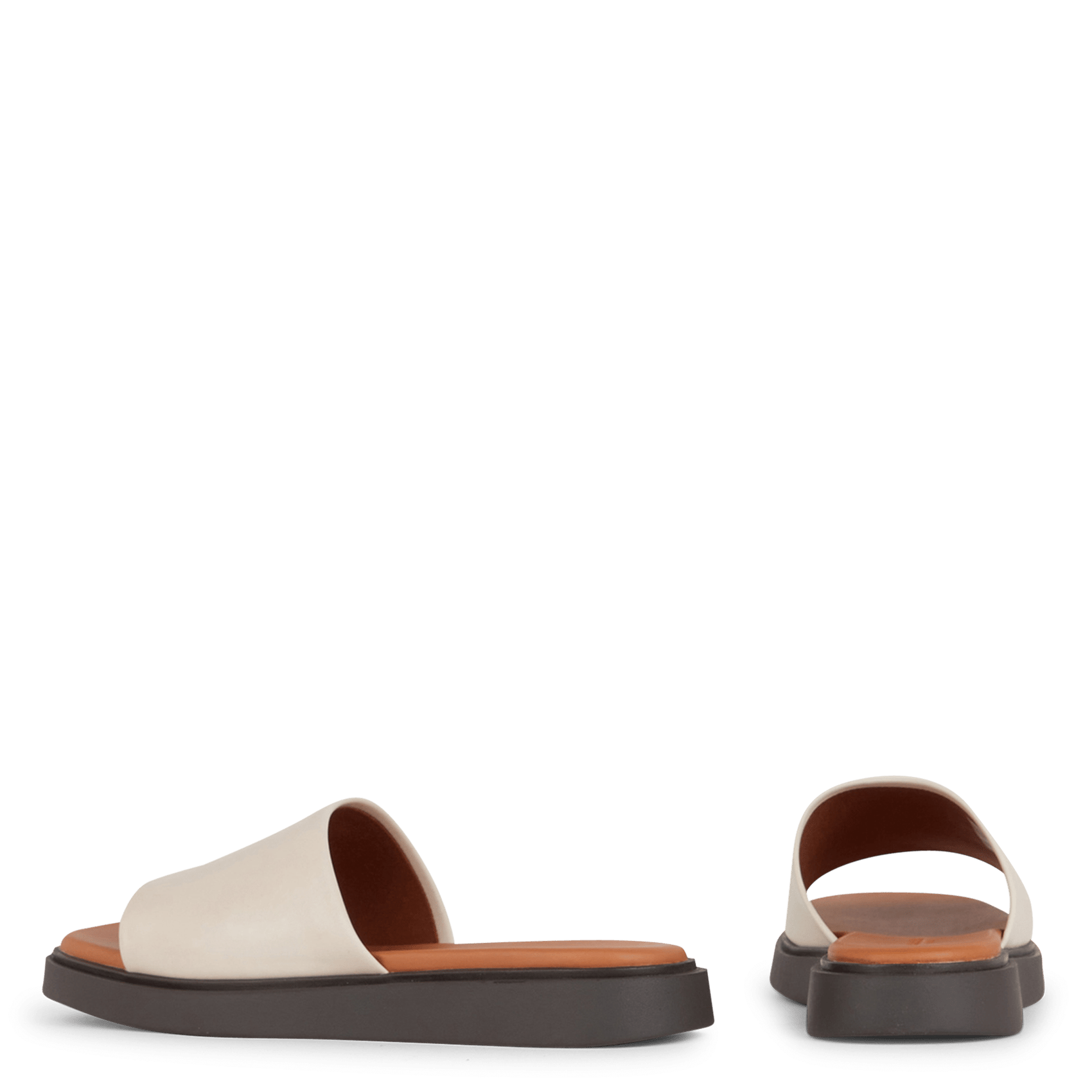 Leather wedge mules White