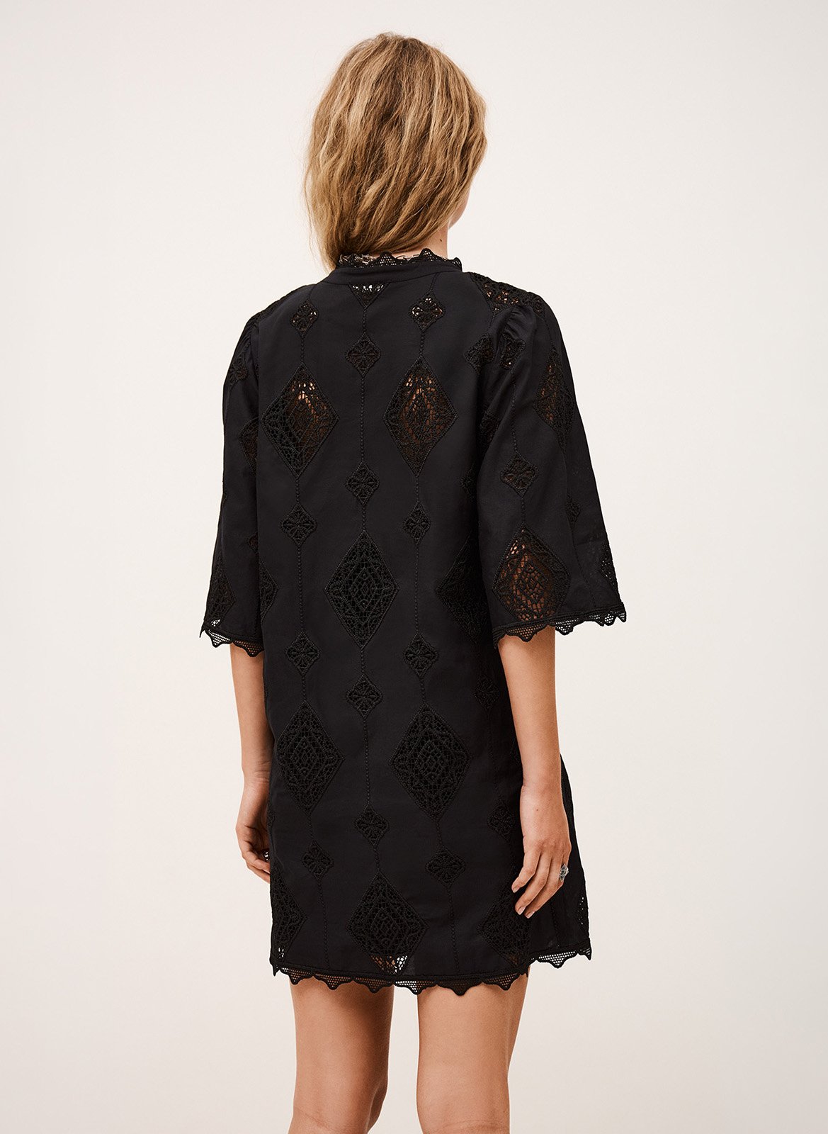 Robe courte col V en coton mélangé BA&SH Noir