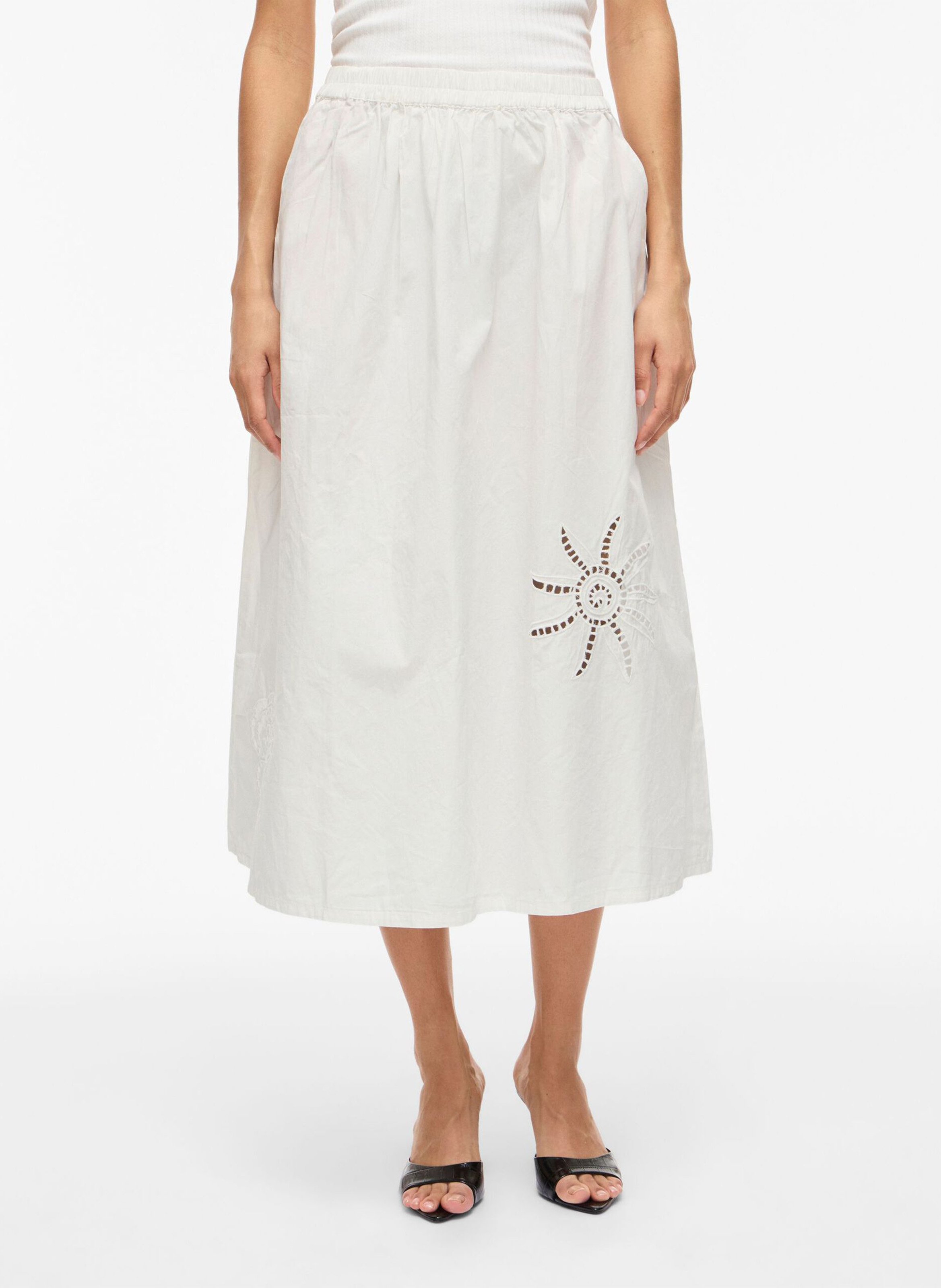 Wijd uitlopende lange rok met uitsnijddetail VILA Wit