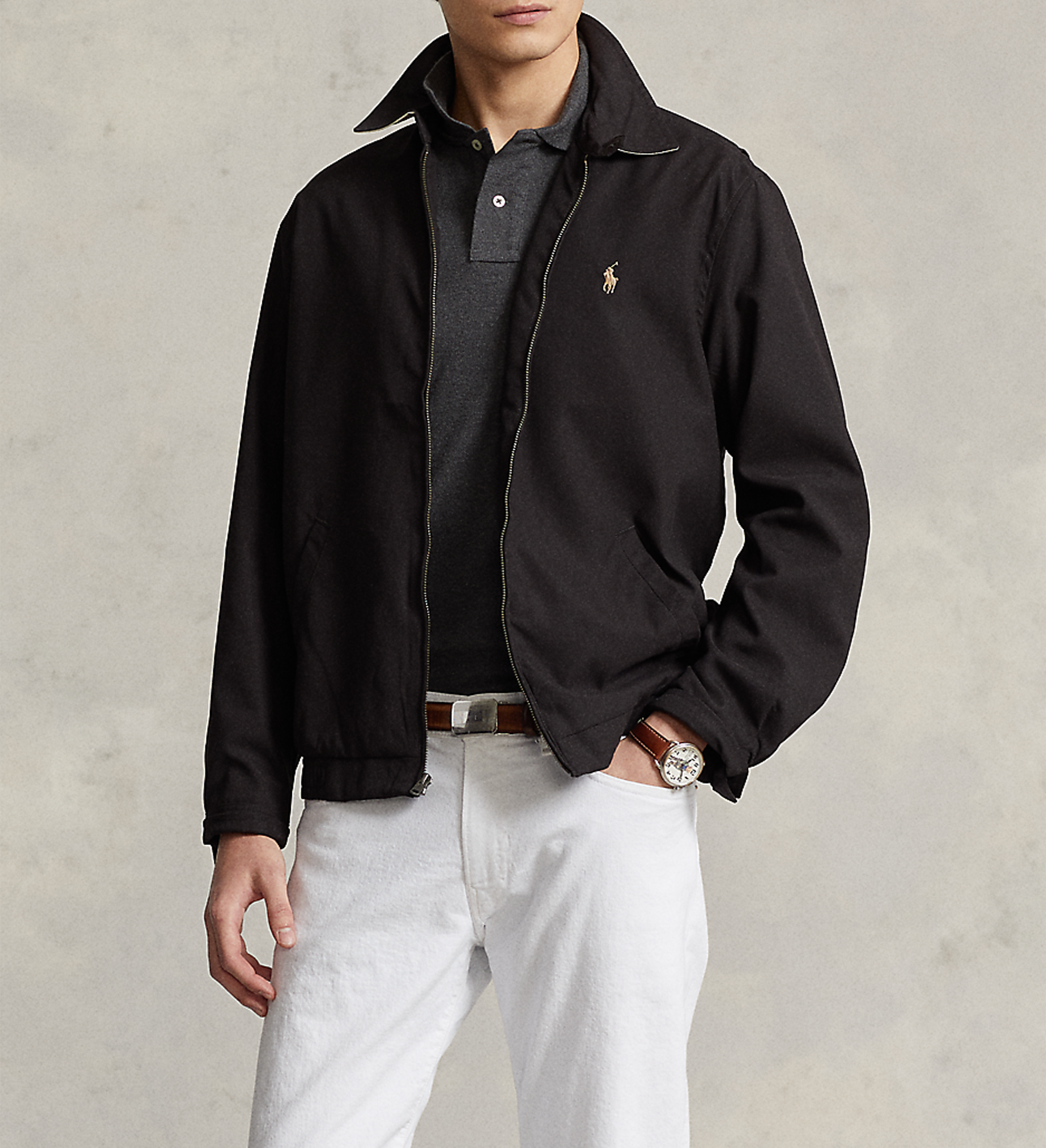 Gerade geschnittener Blouson mit klassischem Kragen POLO RALPH LAUREN Schwarz