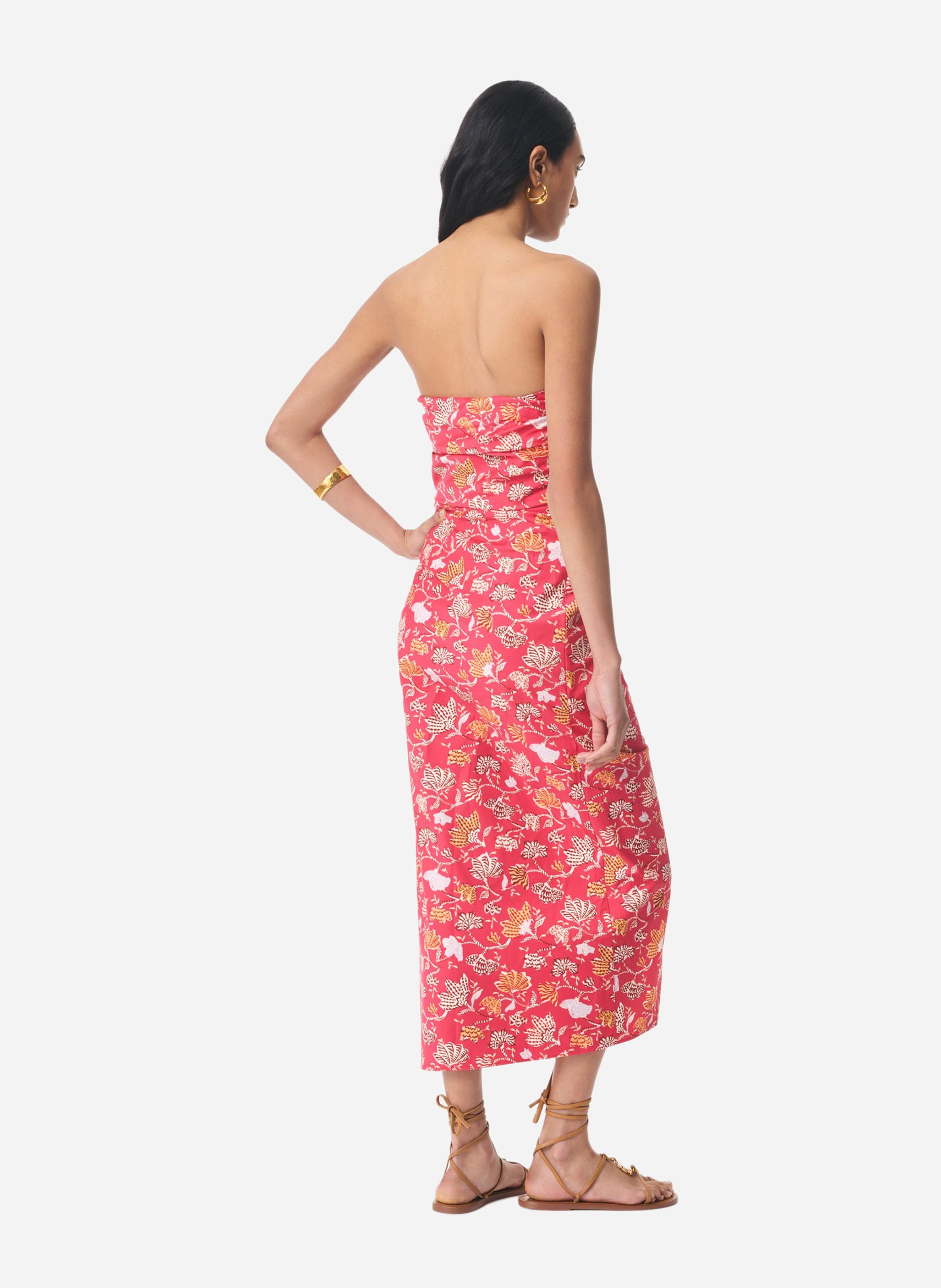 Robe bustier drapée à motif VANESSA BRUNO Rose