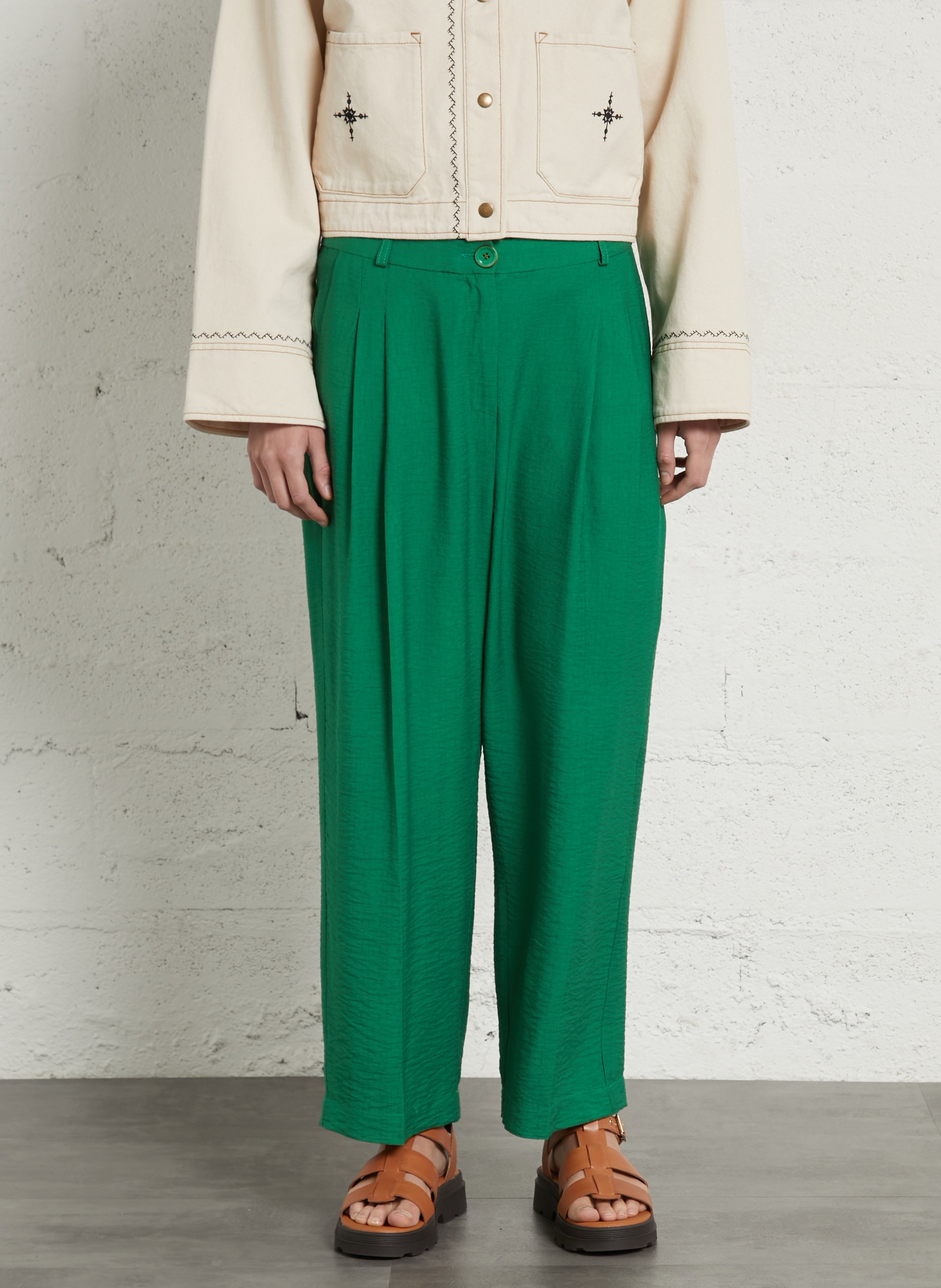 Pantalon droit  TINSELS Vert