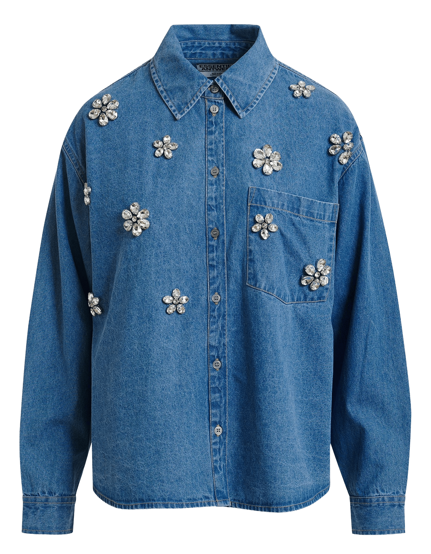 Oversize-Bluse aus Baumwolle mit klassischem Kragen ESSENTIEL ANTWERP Blau