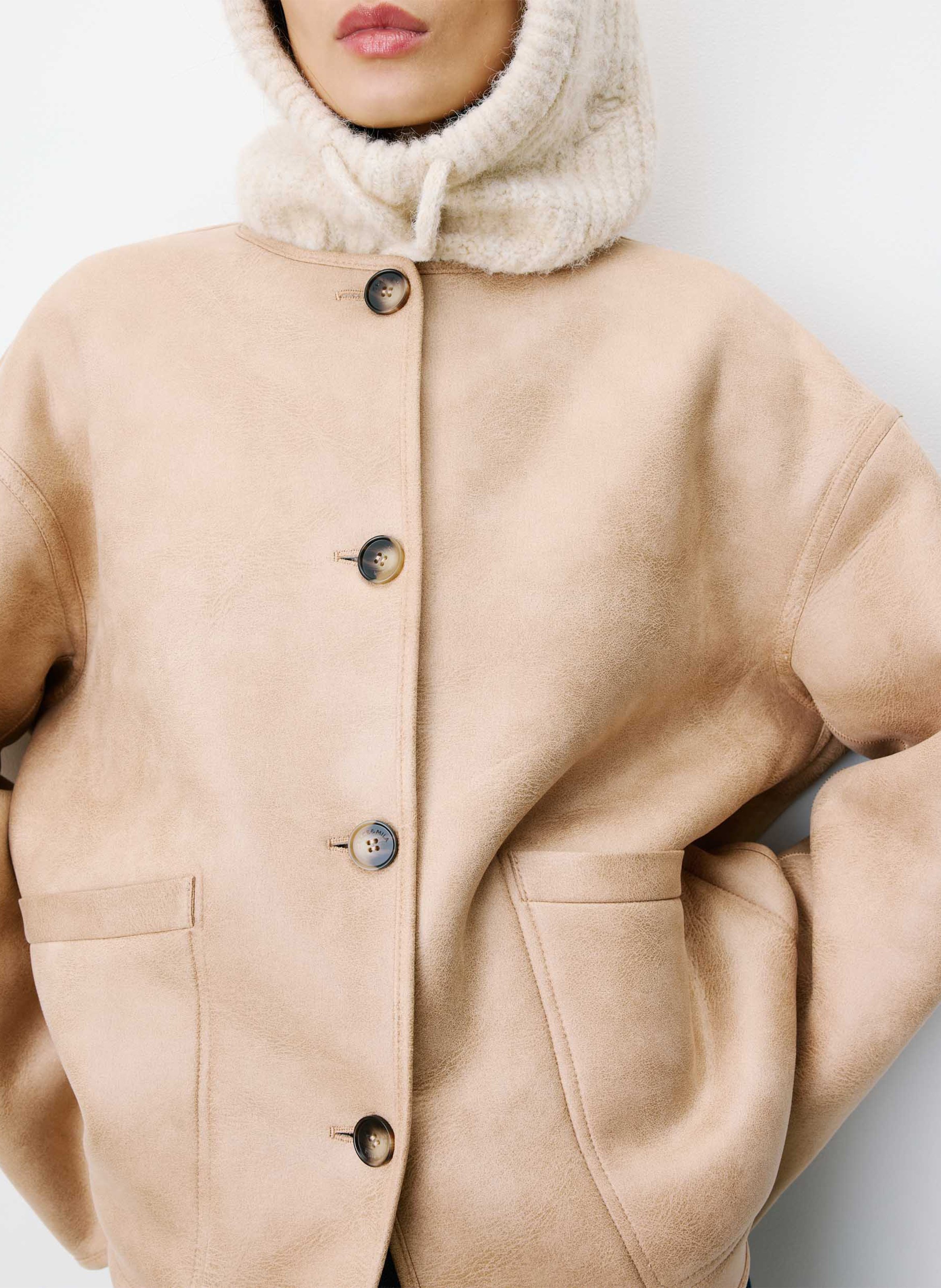 Weit geschnittener, zweifarbig umkehrbarer Mantel GRACE ET MILA Beige
