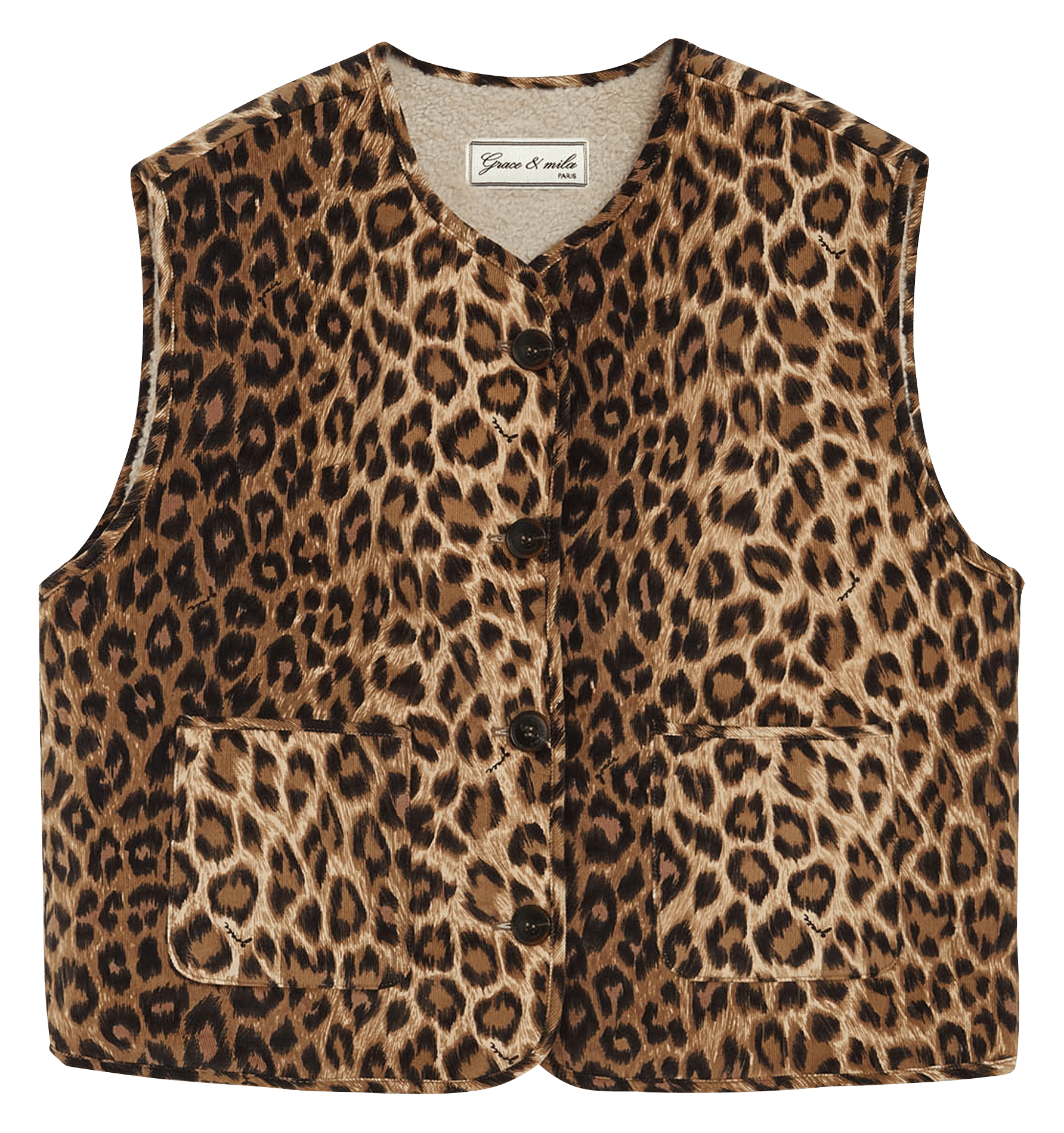 Veste sans manches réversible en coton GRACE ET MILA Marron