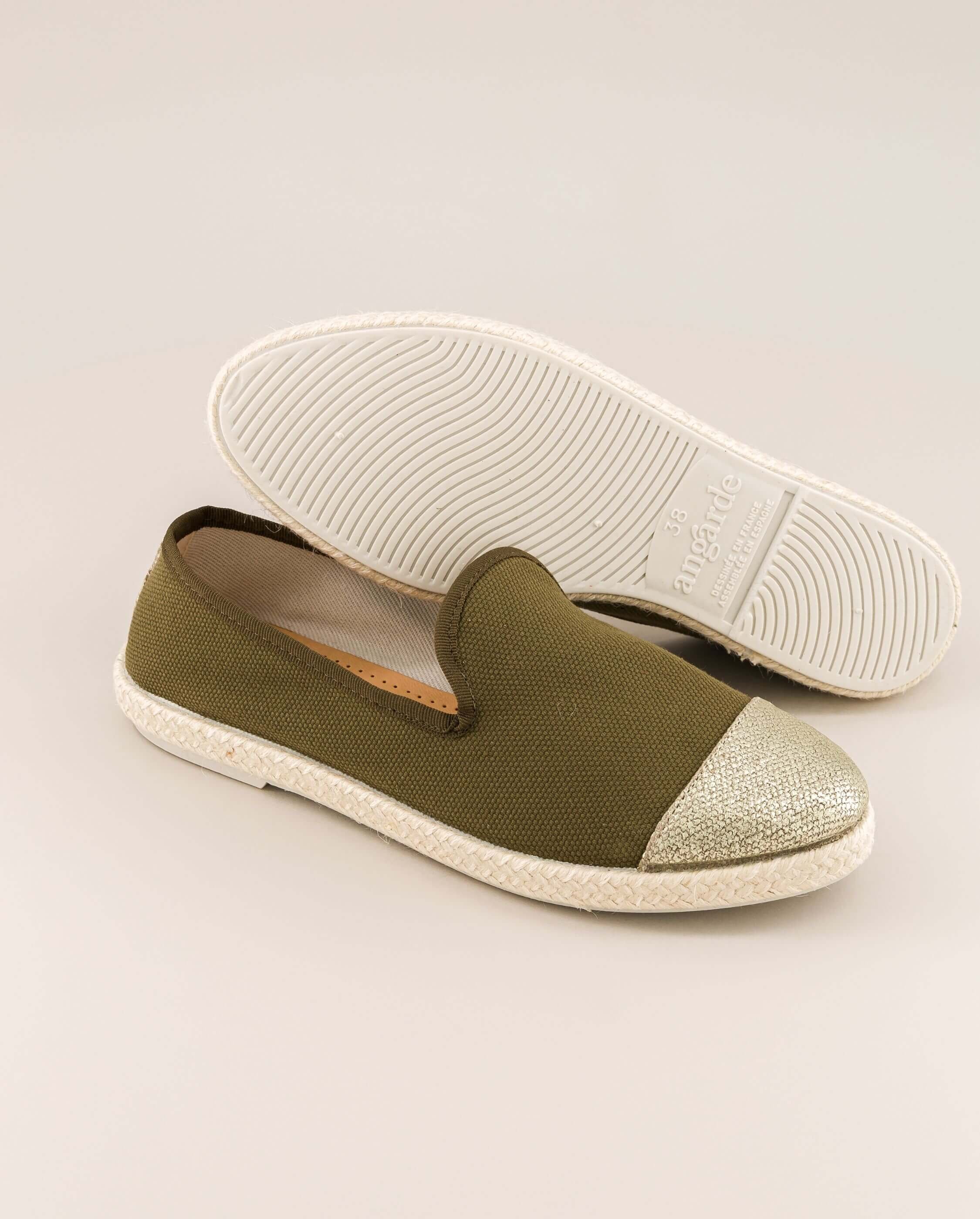 Women's espadrilles CENITZ, recycled cotton olive gold ANGARDE Khaki