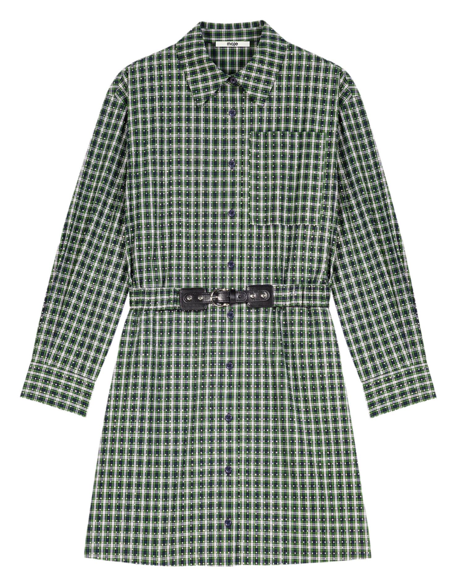 Robe chemise courte en coton MAJE Vert