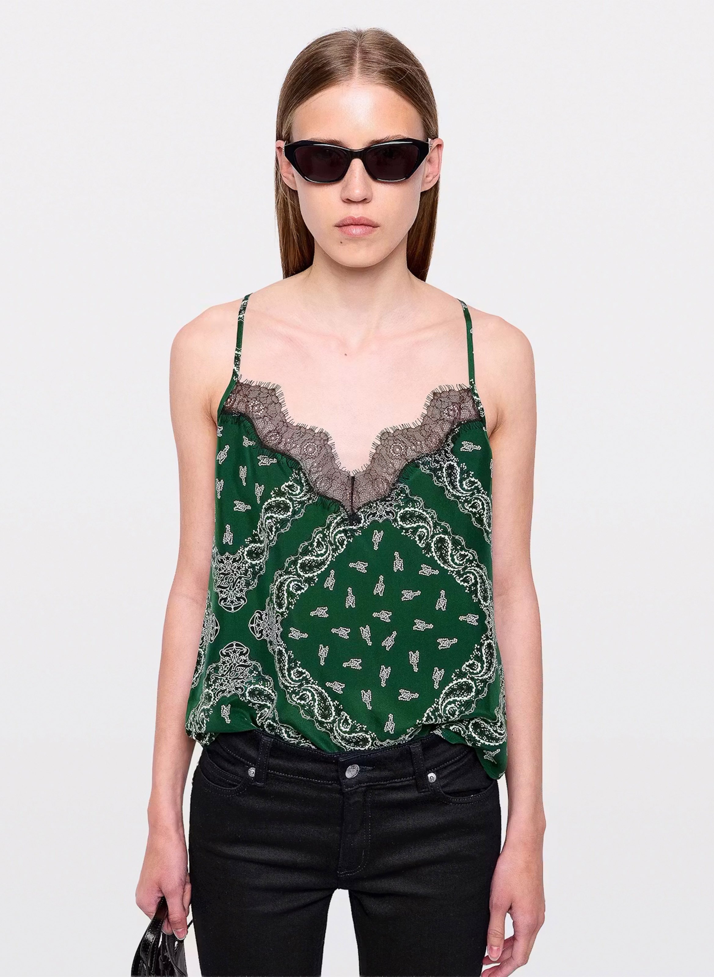 Seiden-Camisole mit Druck ZADIG&VOLTAIRE Grun