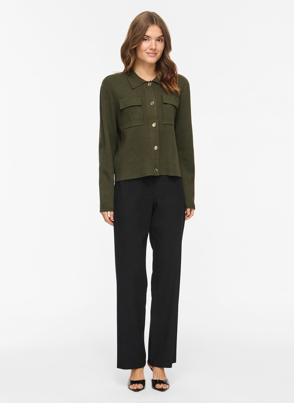 Straight solid color buttoned vest VILA Khaki