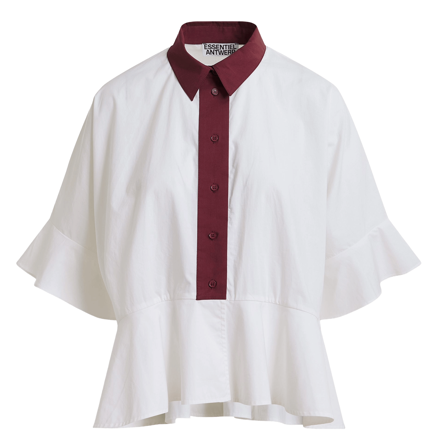 Oversize-Bluse aus Baumwolle mit klassischem Kragen | Weiss ESSENTIEL ANTWERP Damen