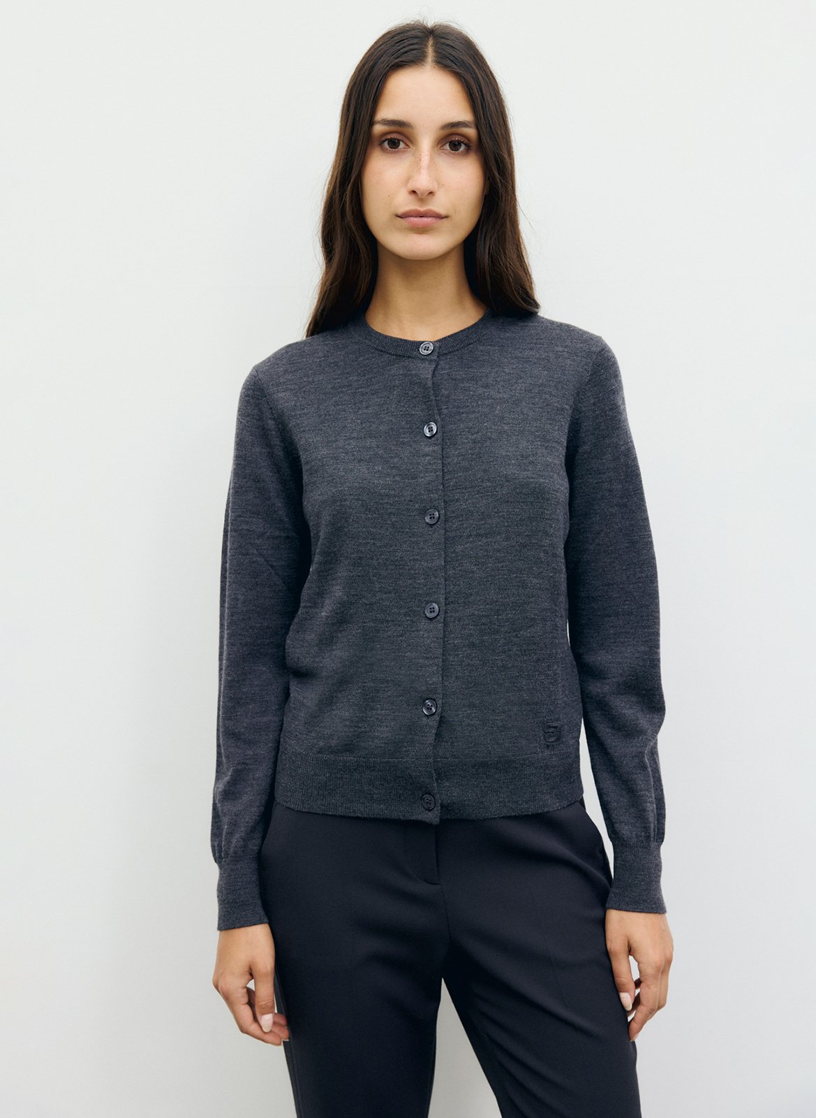 Gilet droit col rond en laine GERARD DAREL Gris