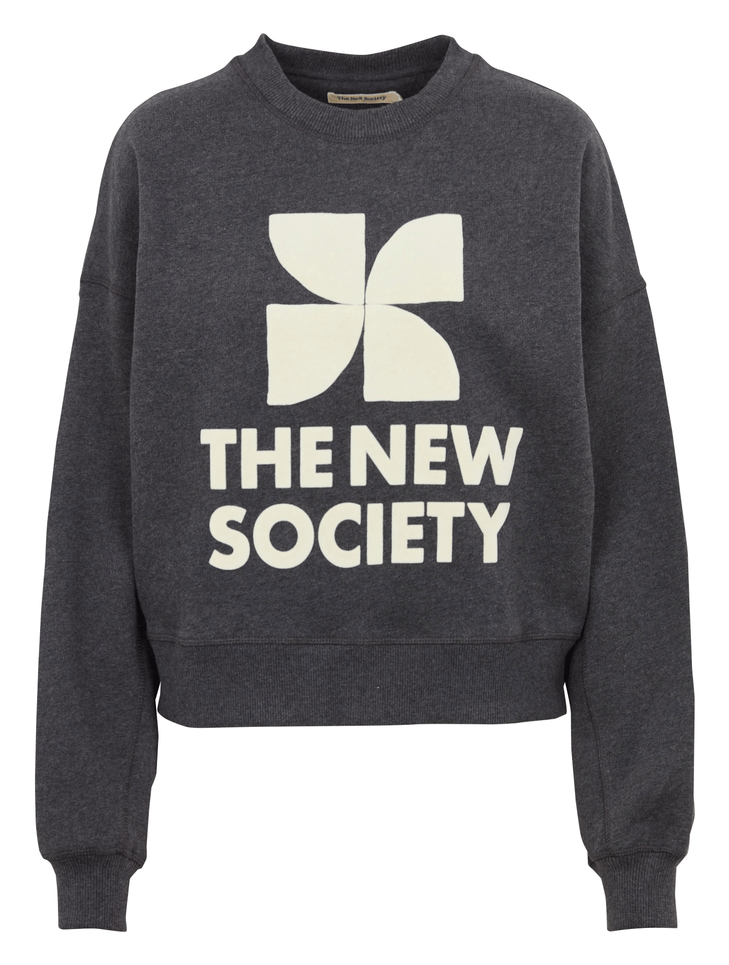Loose round neck printed cotton sweatshirt THE NEW SOCIETY Grey