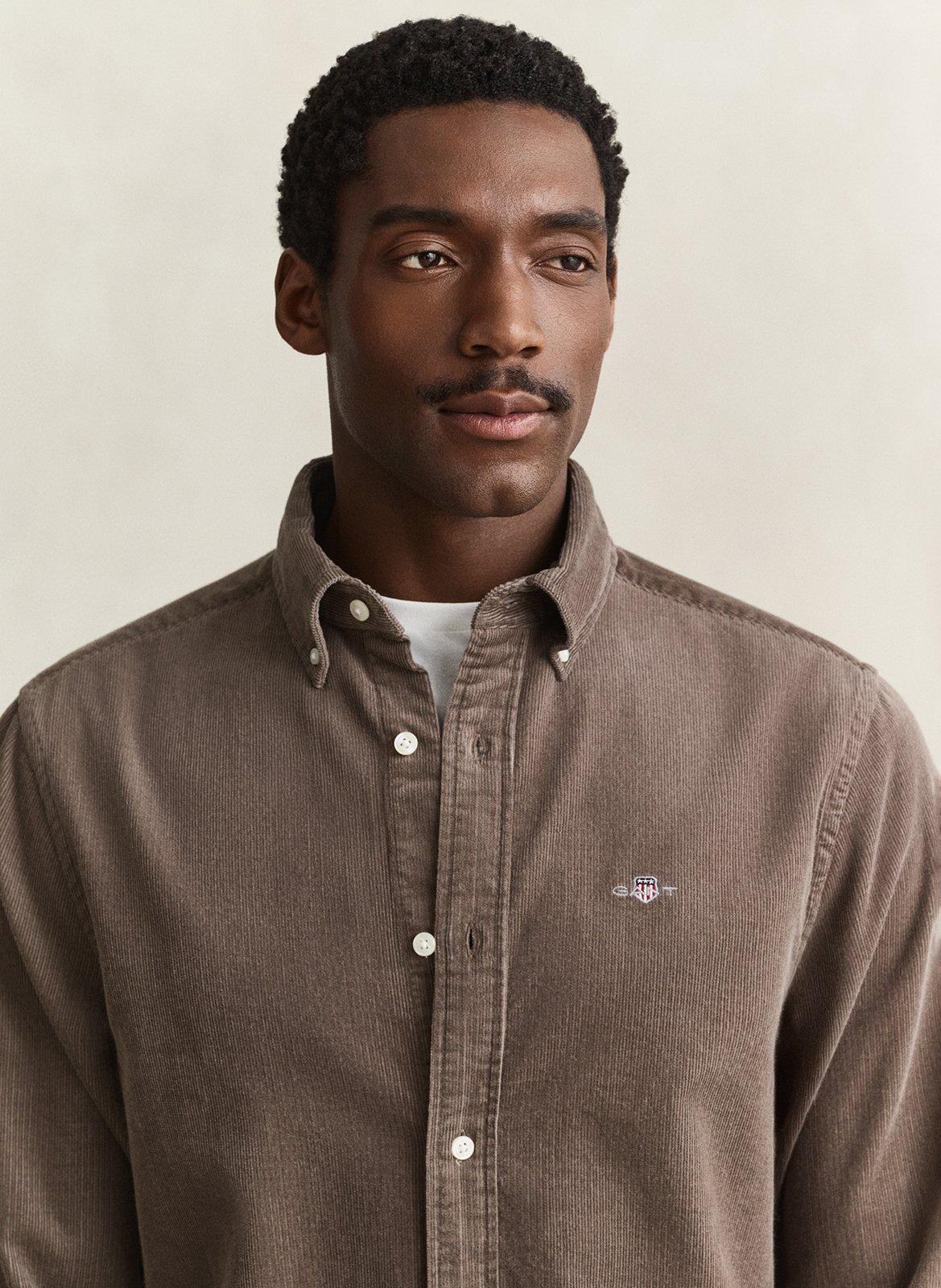 Chemise droite col classique en coton GANT Beige