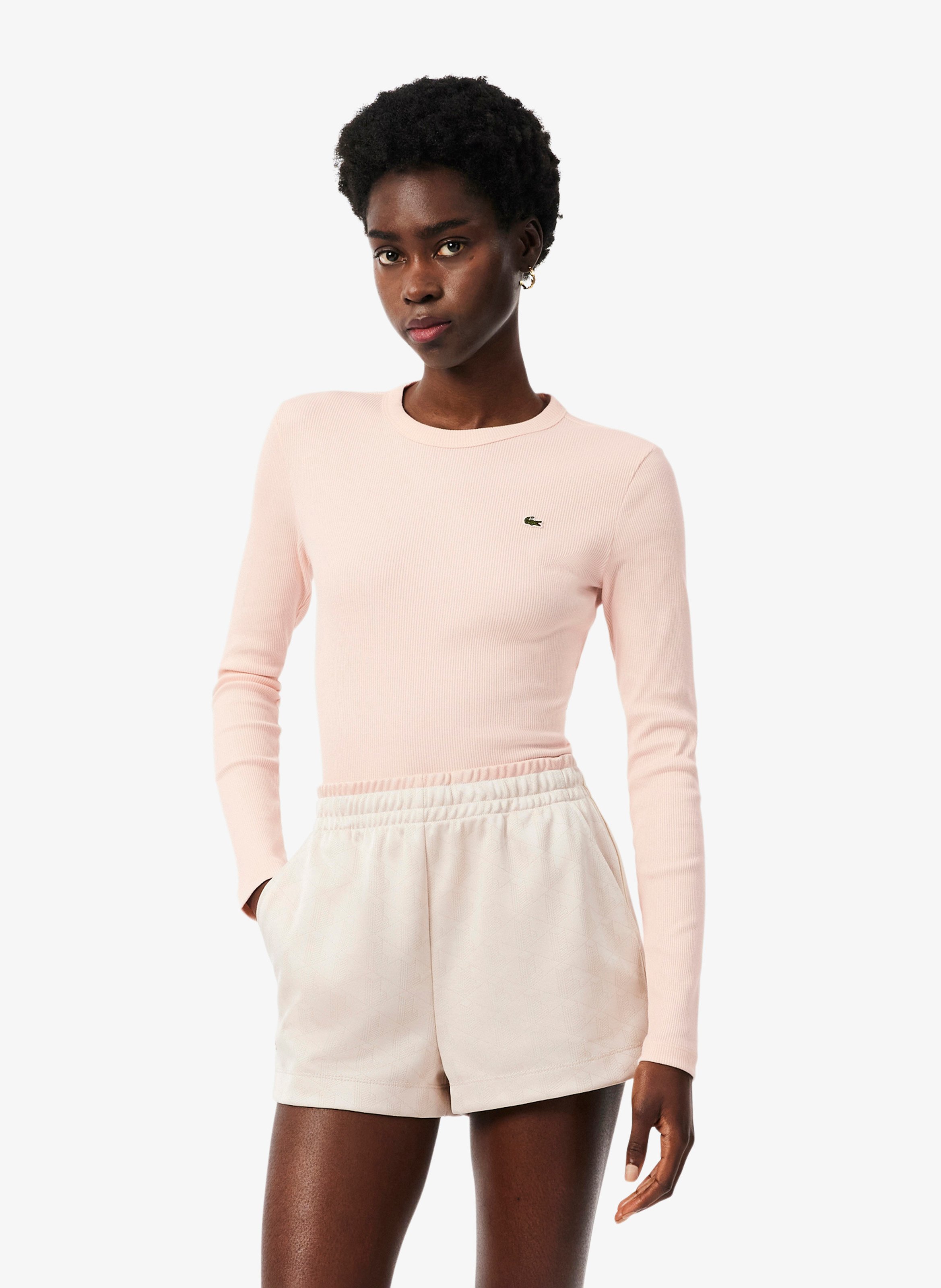 Tee-shirt col rond ajusté en coton LACOSTE