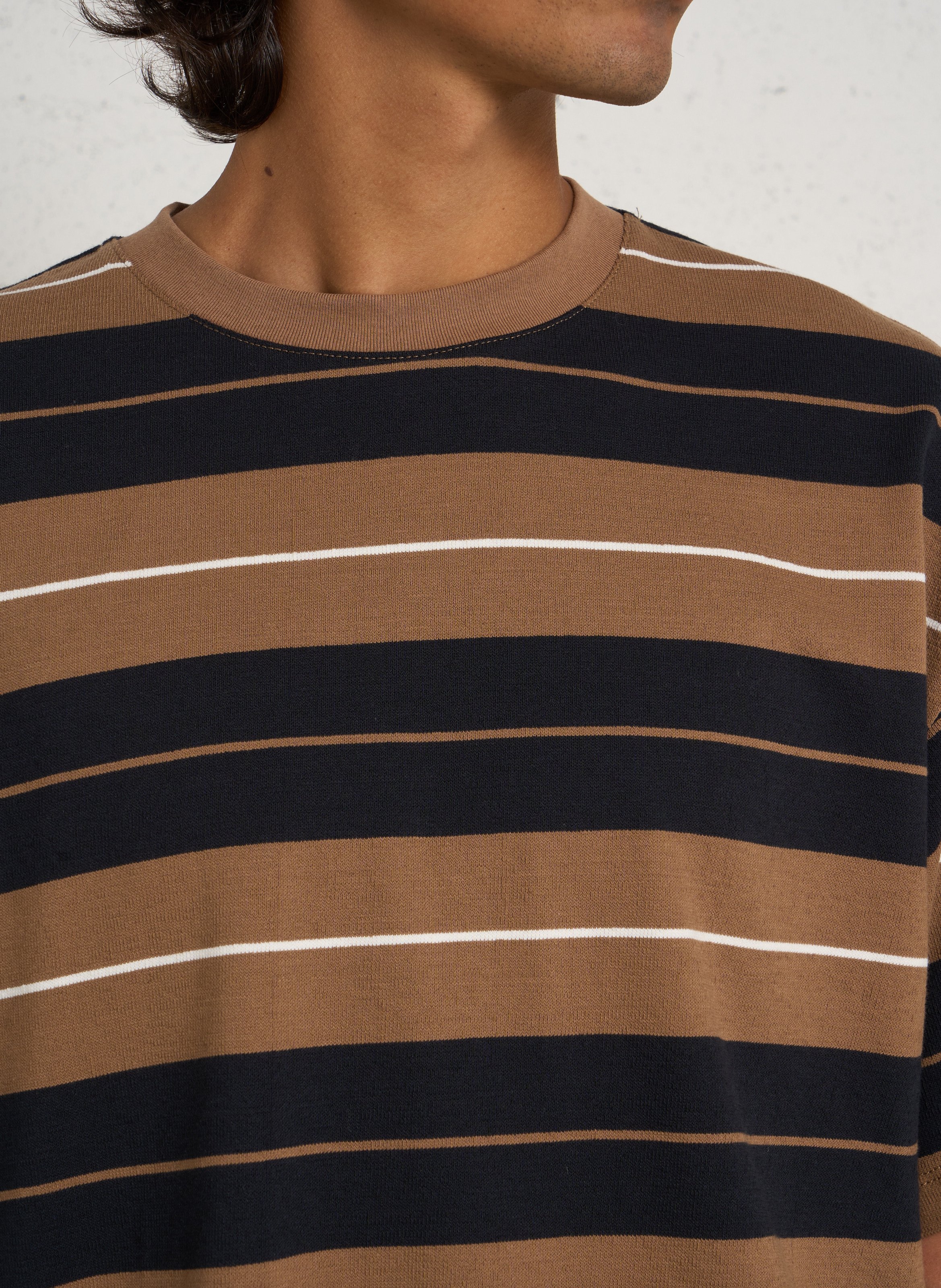Striped cotton t-shirt CASUAL FRIDAY Brown