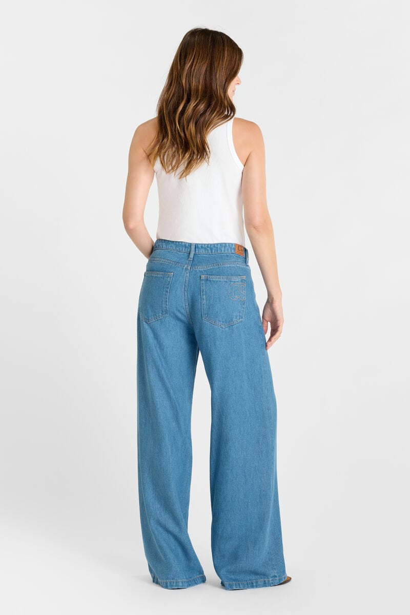 High-waisted loose-fit zip jeans LE TEMPS DES CERISES Blue