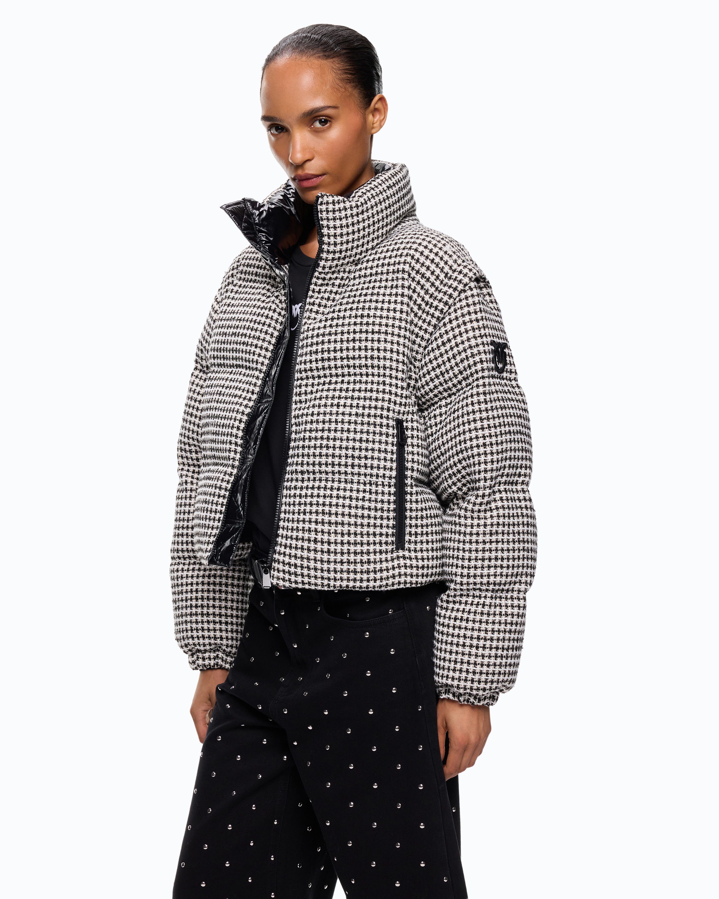Doudoune en tweed à manches amovibles PINKO Multicolore