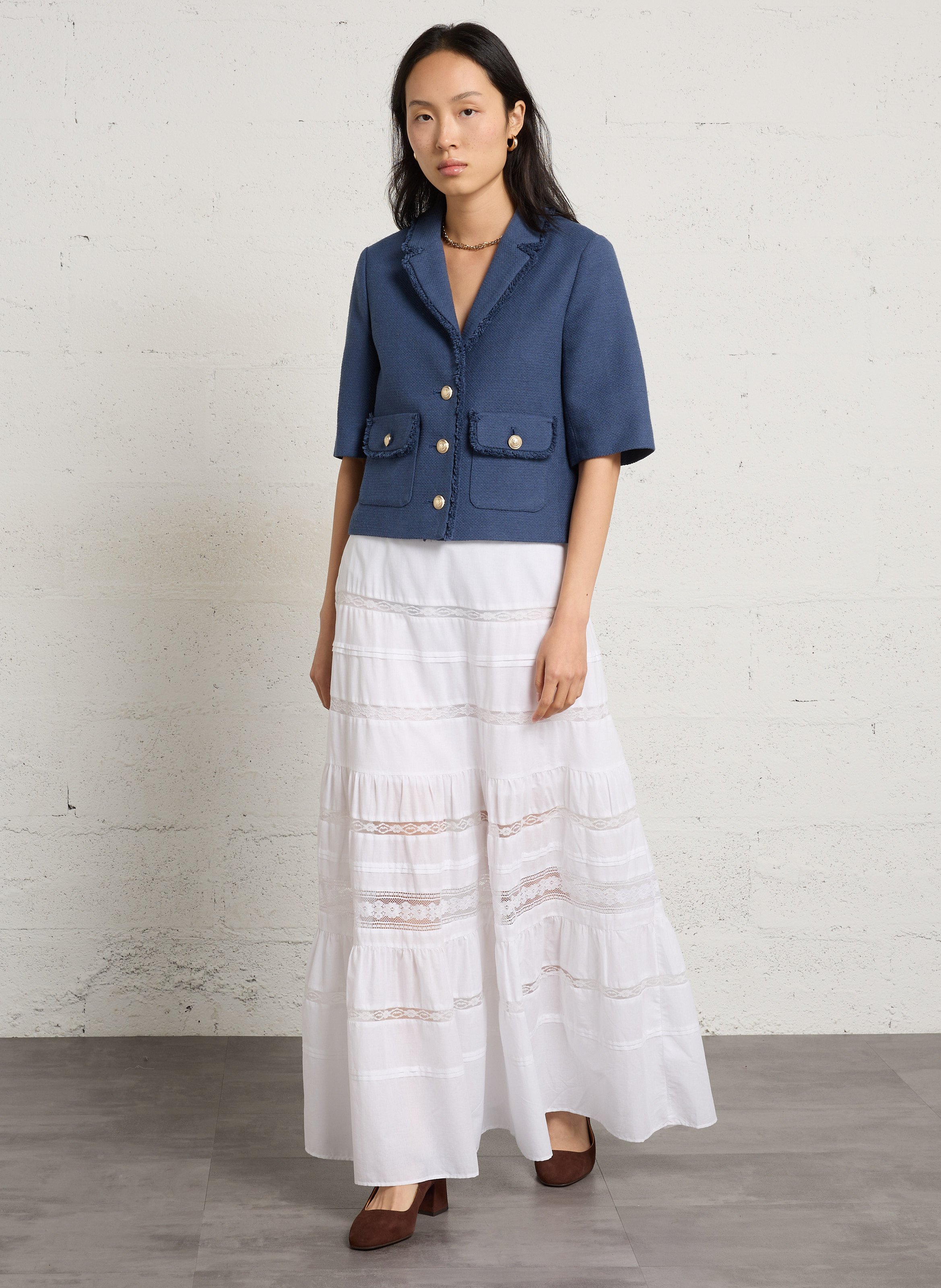 Veste courte droite en coton mélangé MAISON 123 Bleu