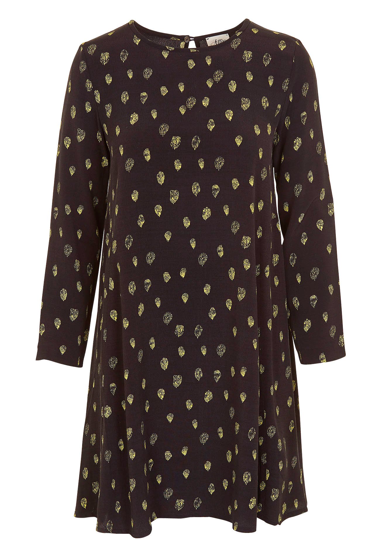 Robe courte trapèze en crêpe imprimé ATTIC AND BARN Noir