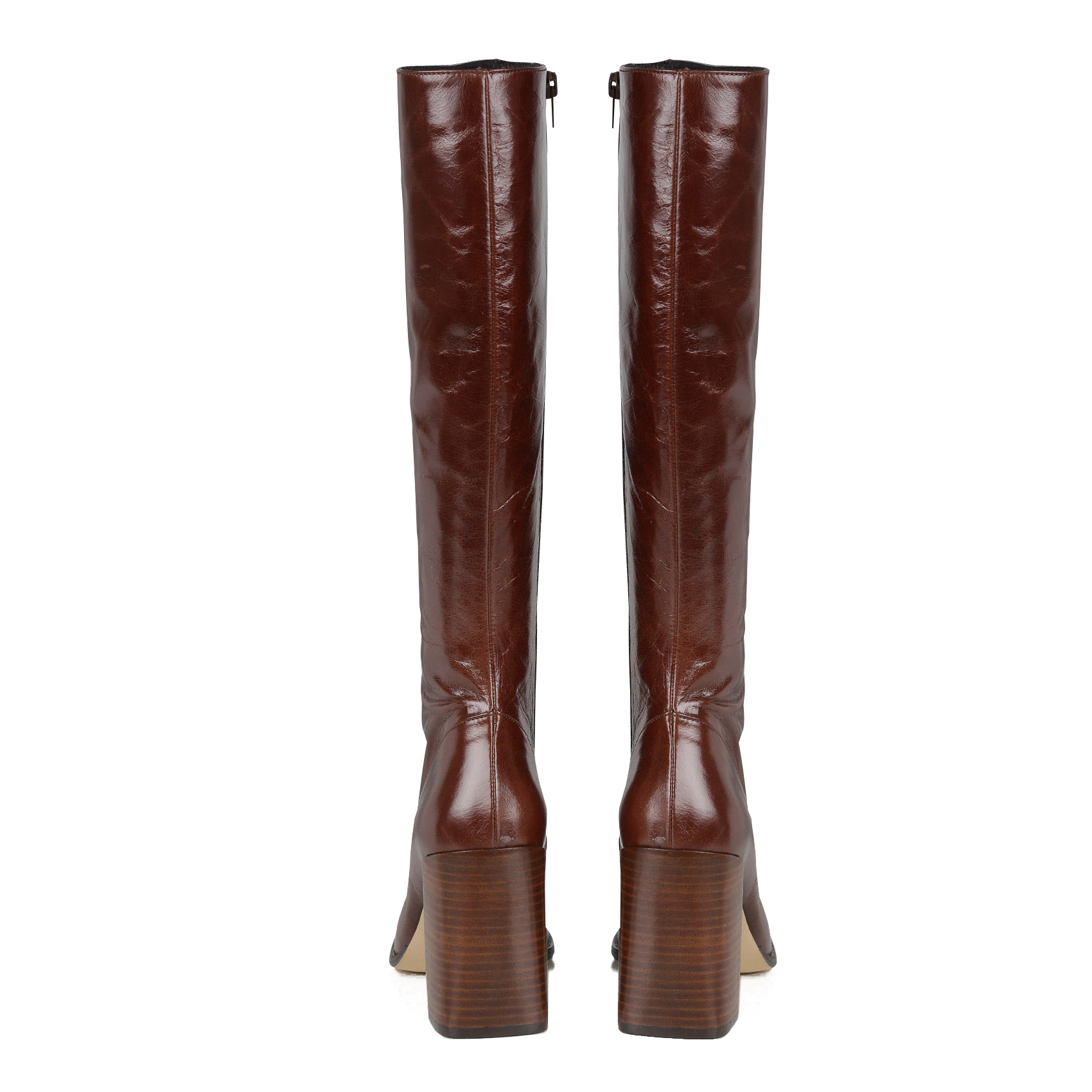 Heeled aged leather boots JONAK Brown
