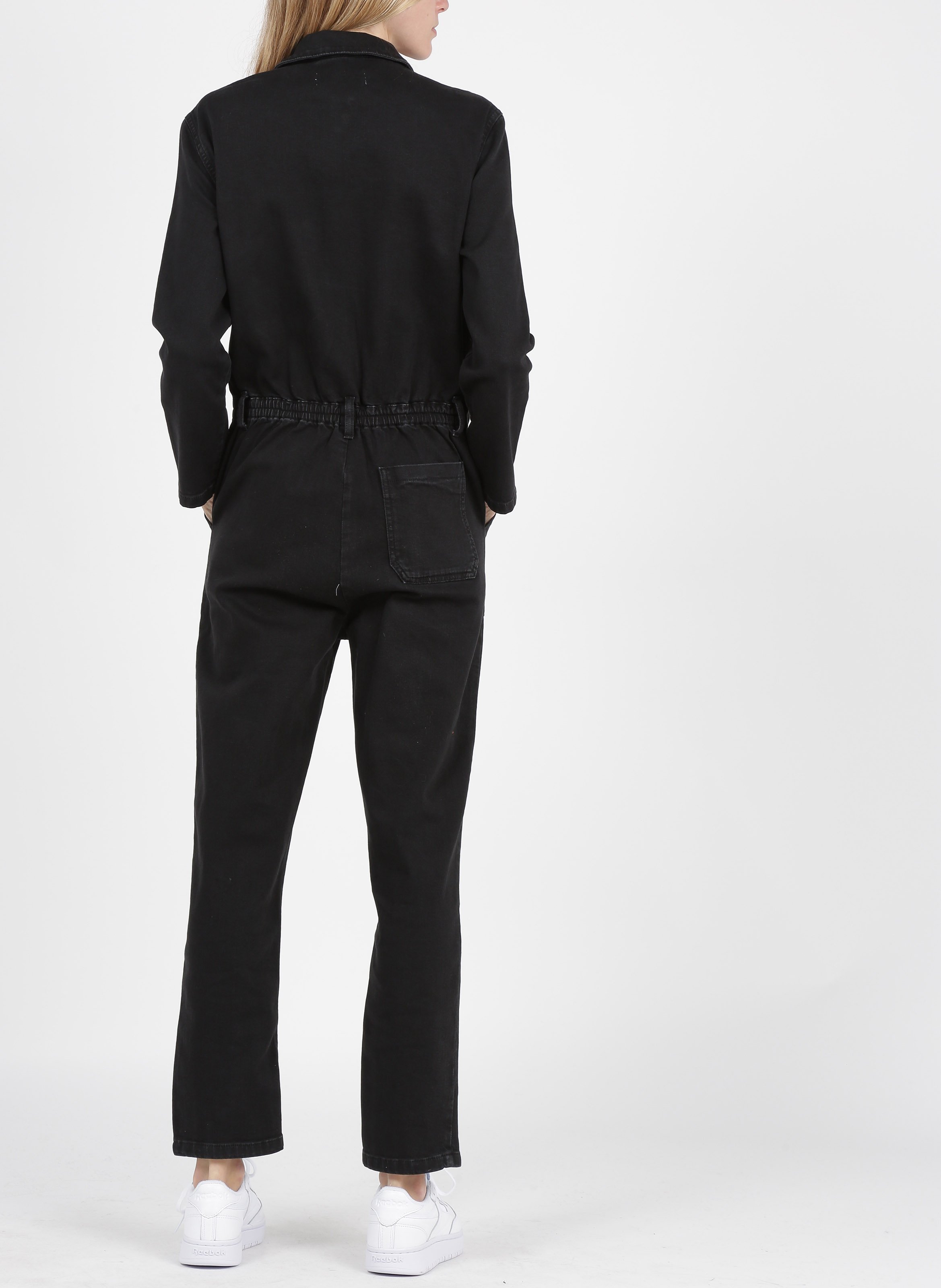 Jumpsuit aus Baumwoll-Mix mit klassischem Kragen und Reißverschluss ACQUAVERDE Schwarz
