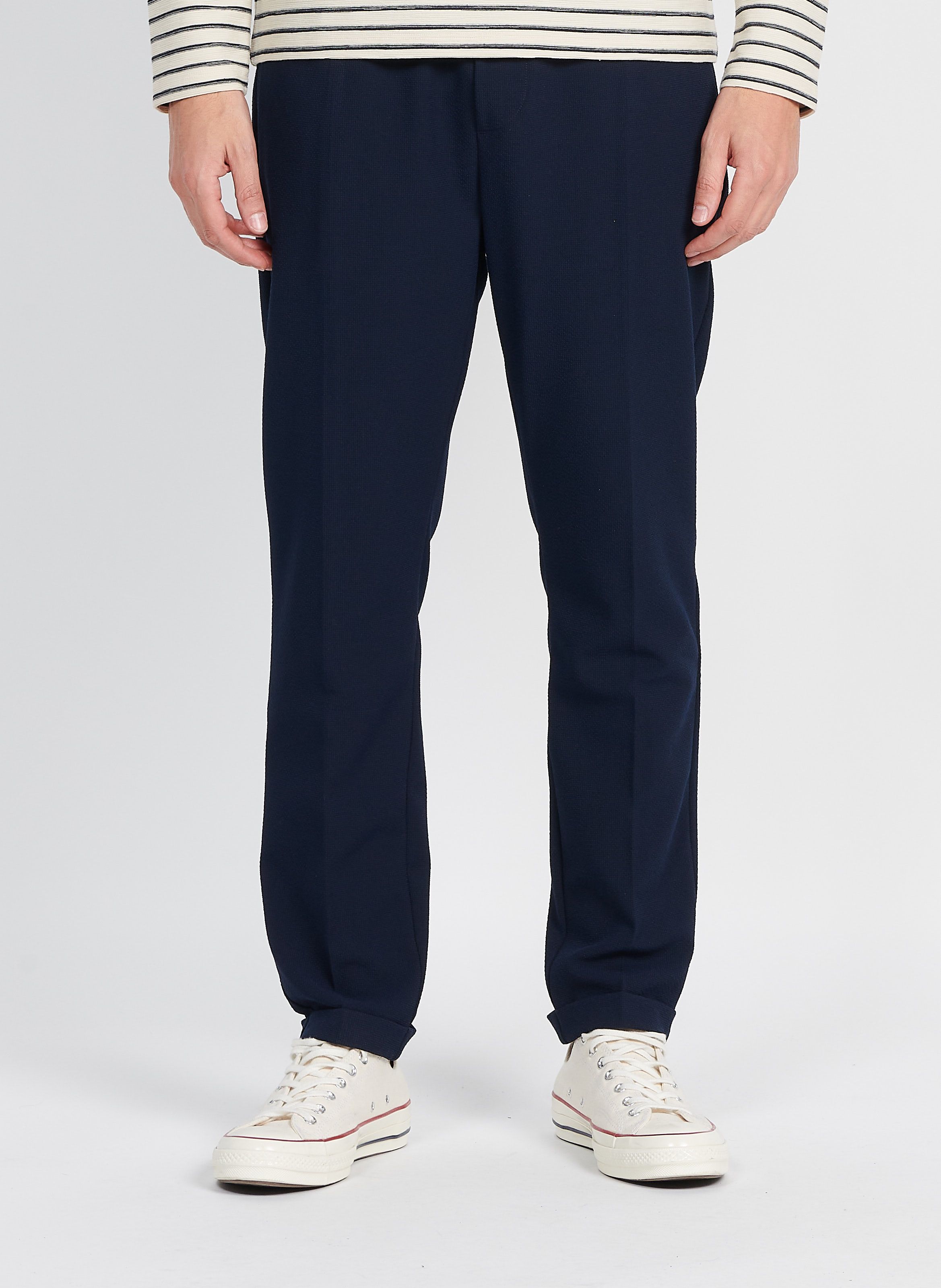 Pantalon carotte lastique Bleu