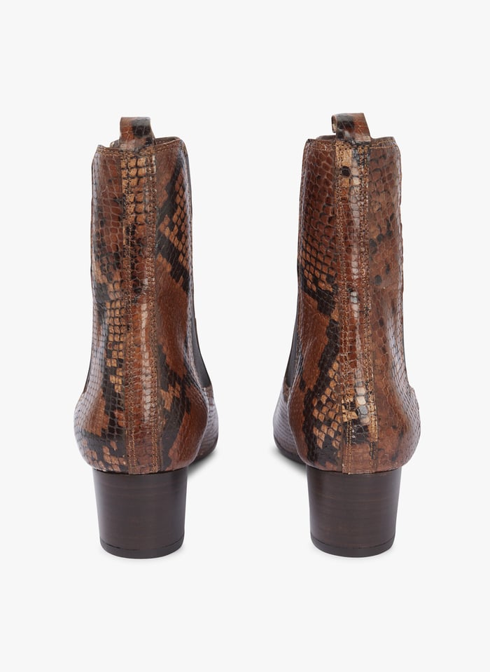 Bottines top python marron