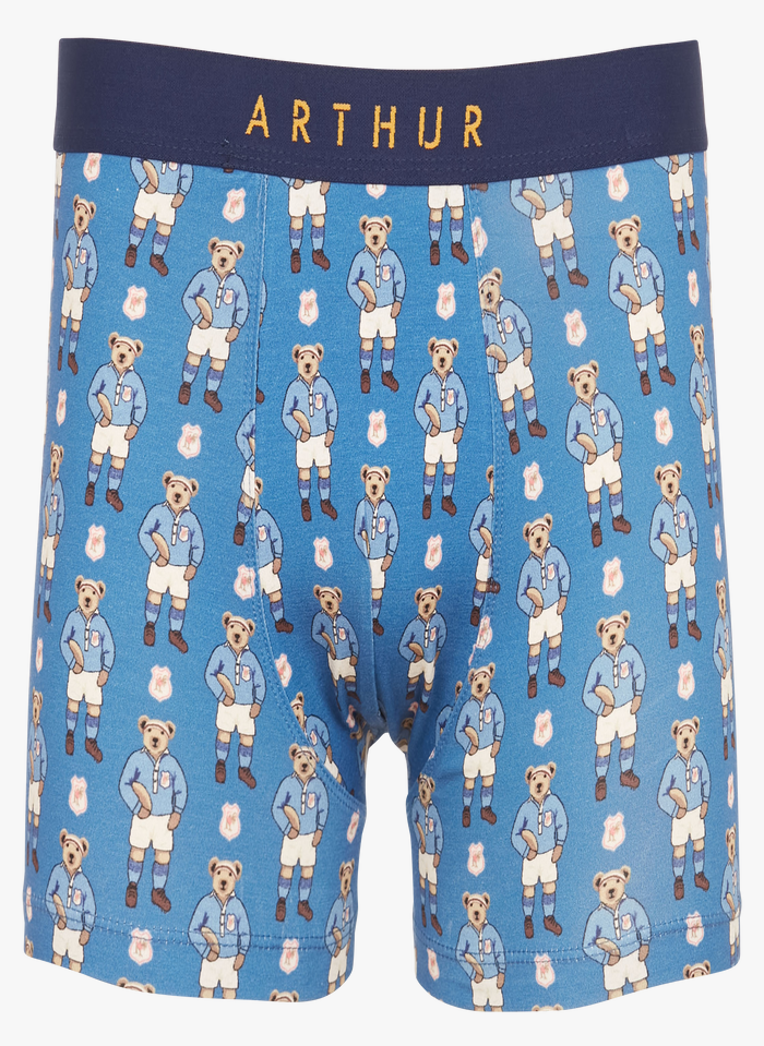 Printed Stretch Cotton Boxer Shorts Bleu Arthur - Men