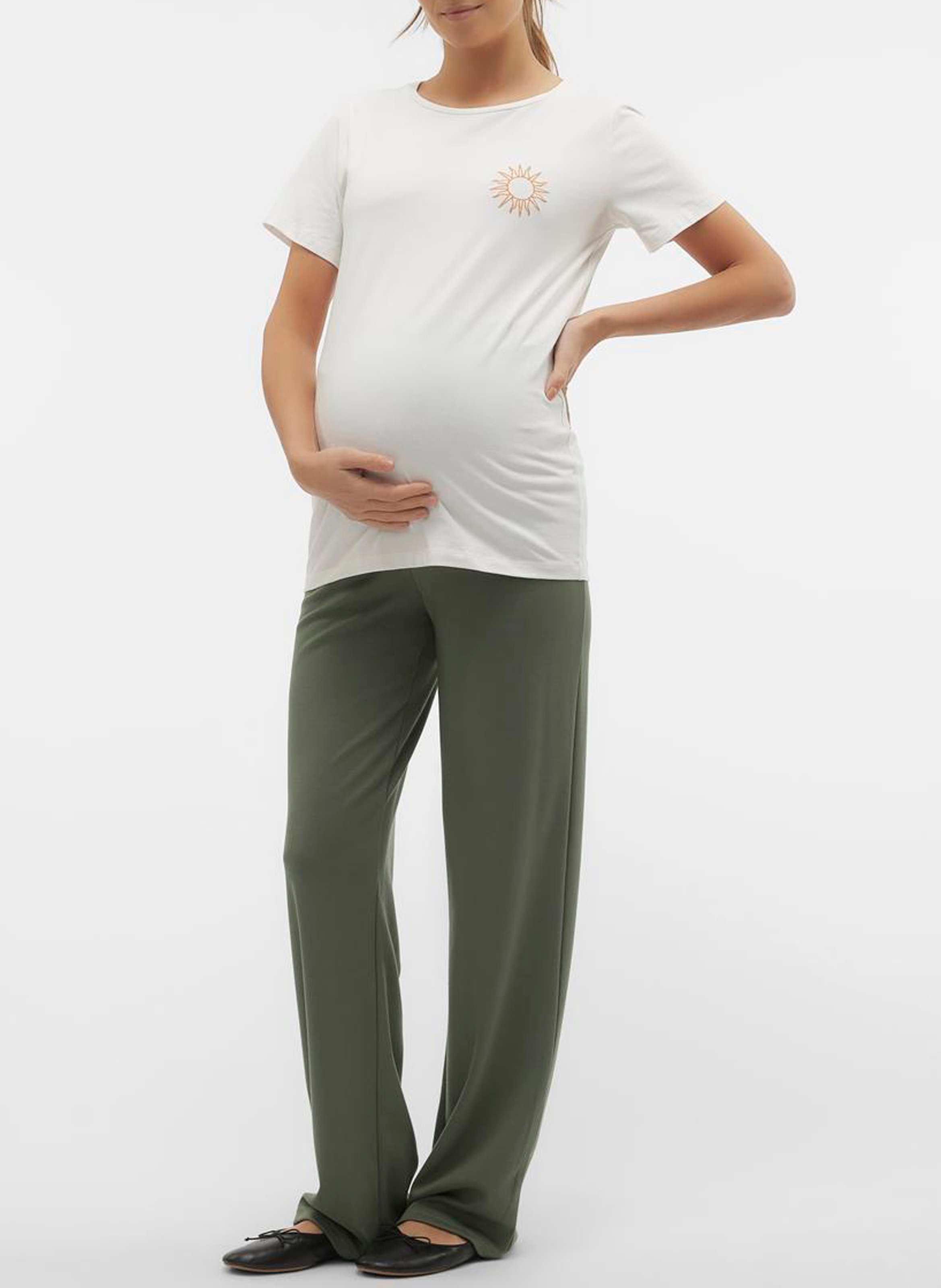 Straight organic cotton-blend round-neck T-shirt MAMALICIOUS White