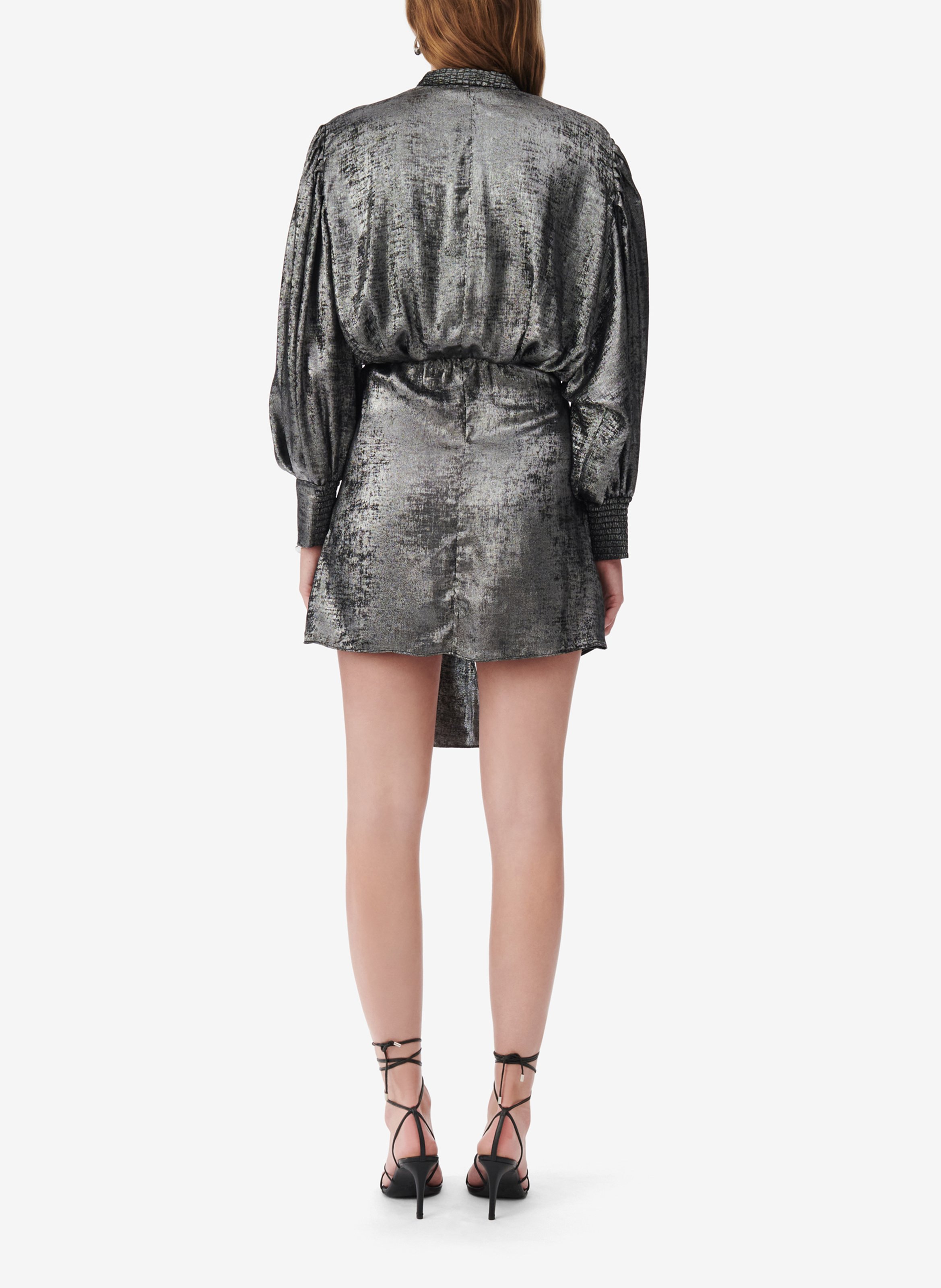 Robe courte cintrée à col rond Argent