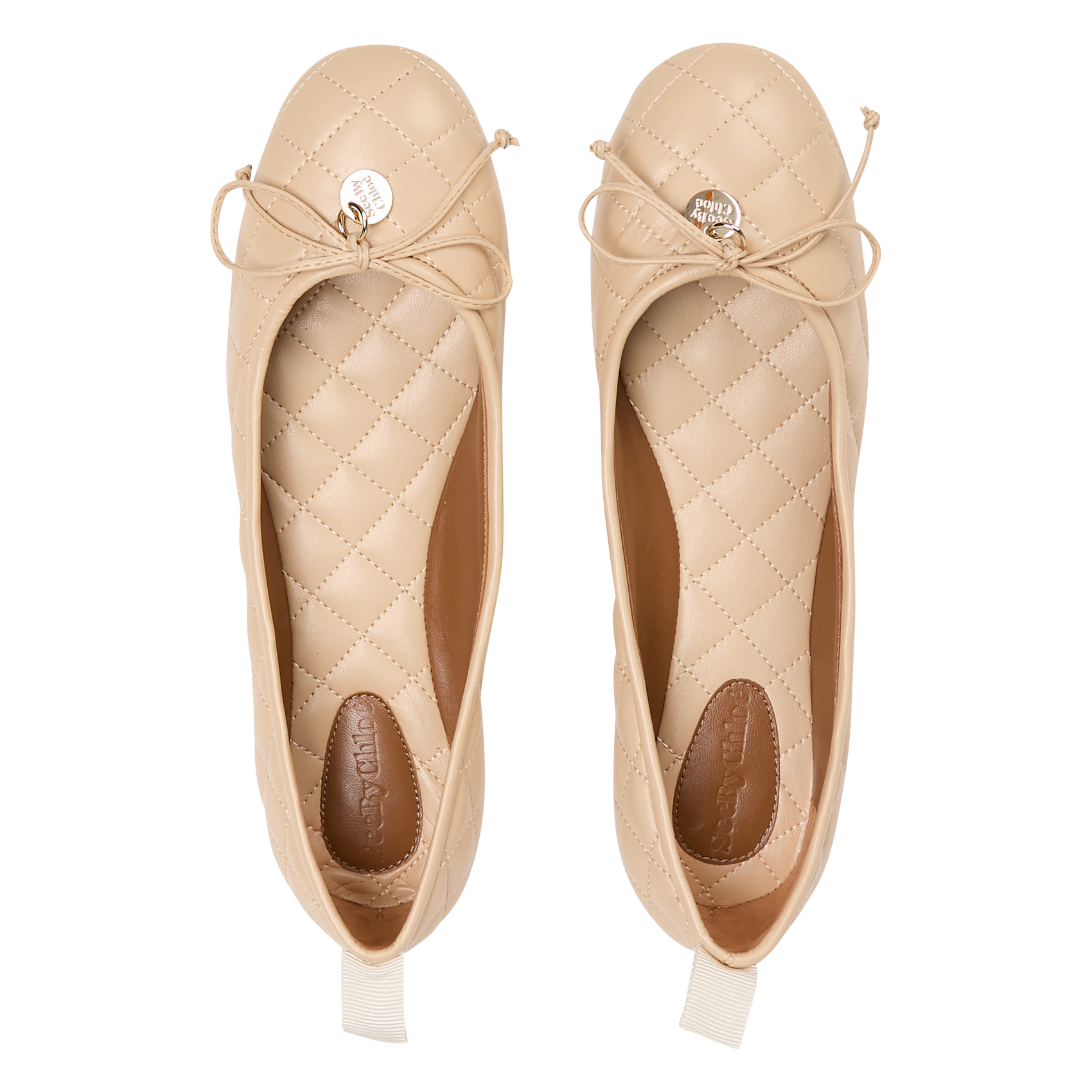 Quilted faux leather ballet flats SEE BY CHLOE Beige