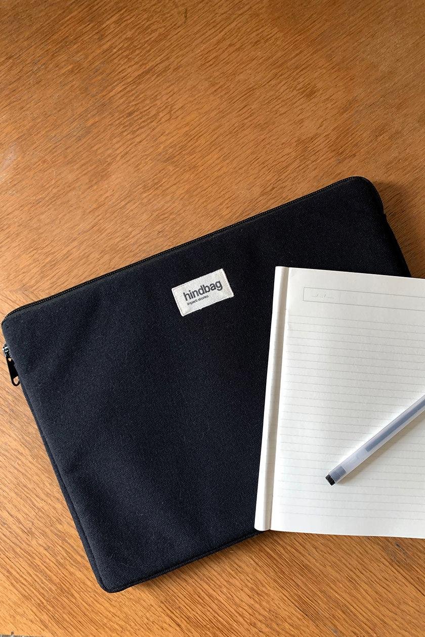 Cotton laptop sleeve with shock-absorbing foam HINDBAG Black