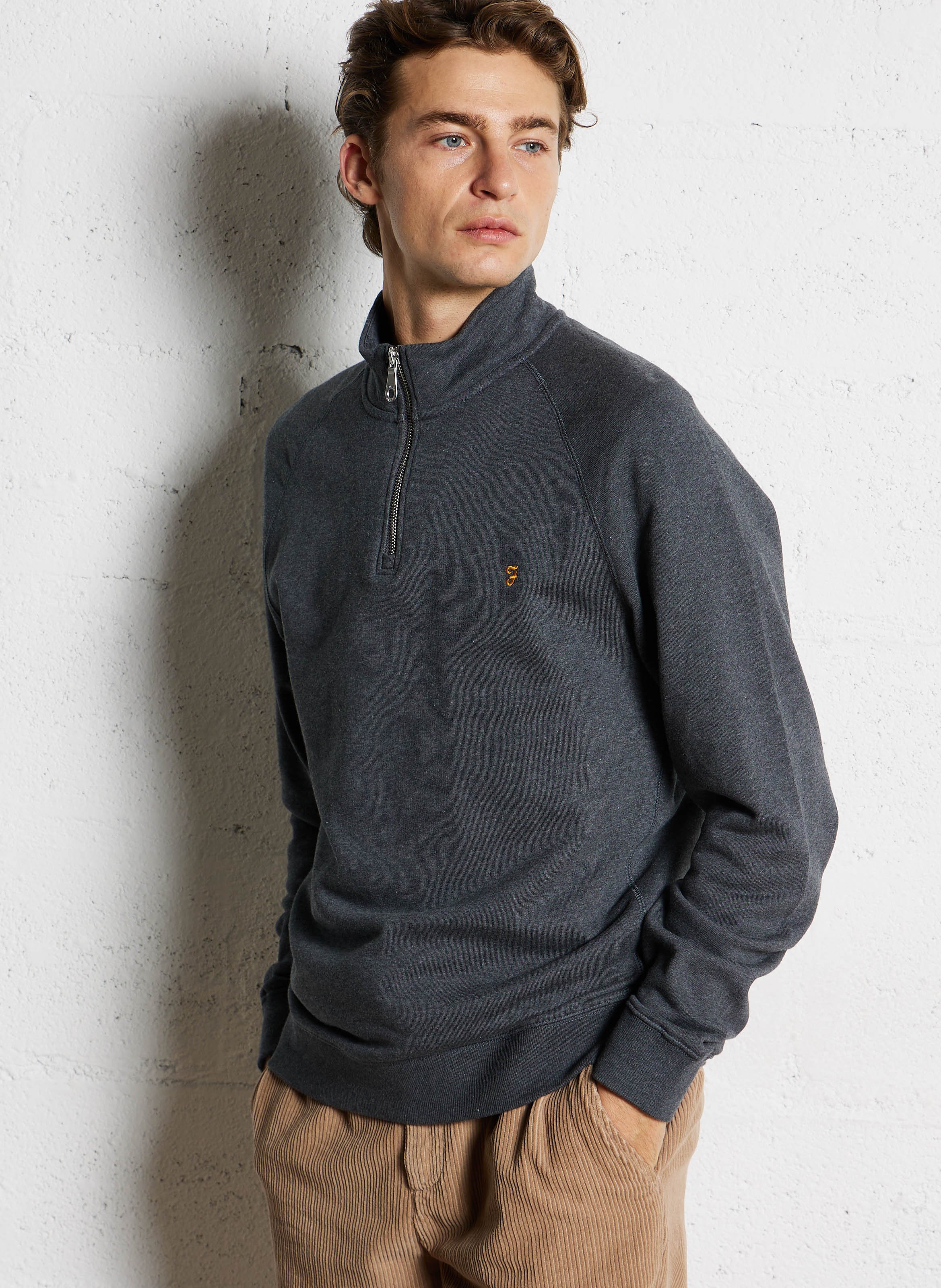 Sweatshirt aus Bio-Baumwolle mit Reißverschlusskragen, Regular Fit FARAH