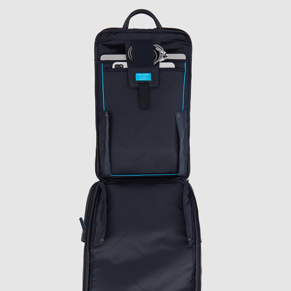 Leather backpack PIQUADRO Blue