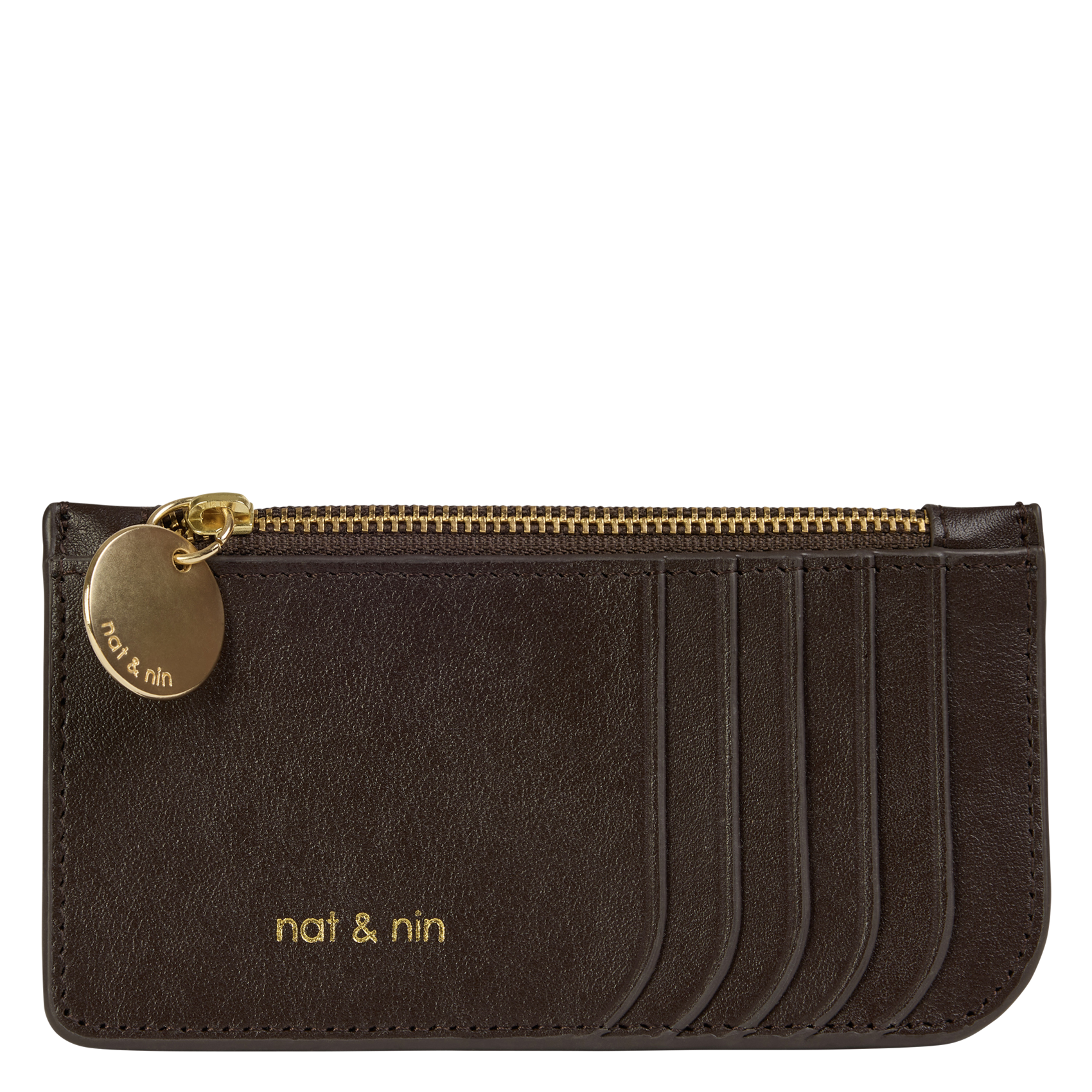 Porte-cartes zippé en cuir NAT & NIN