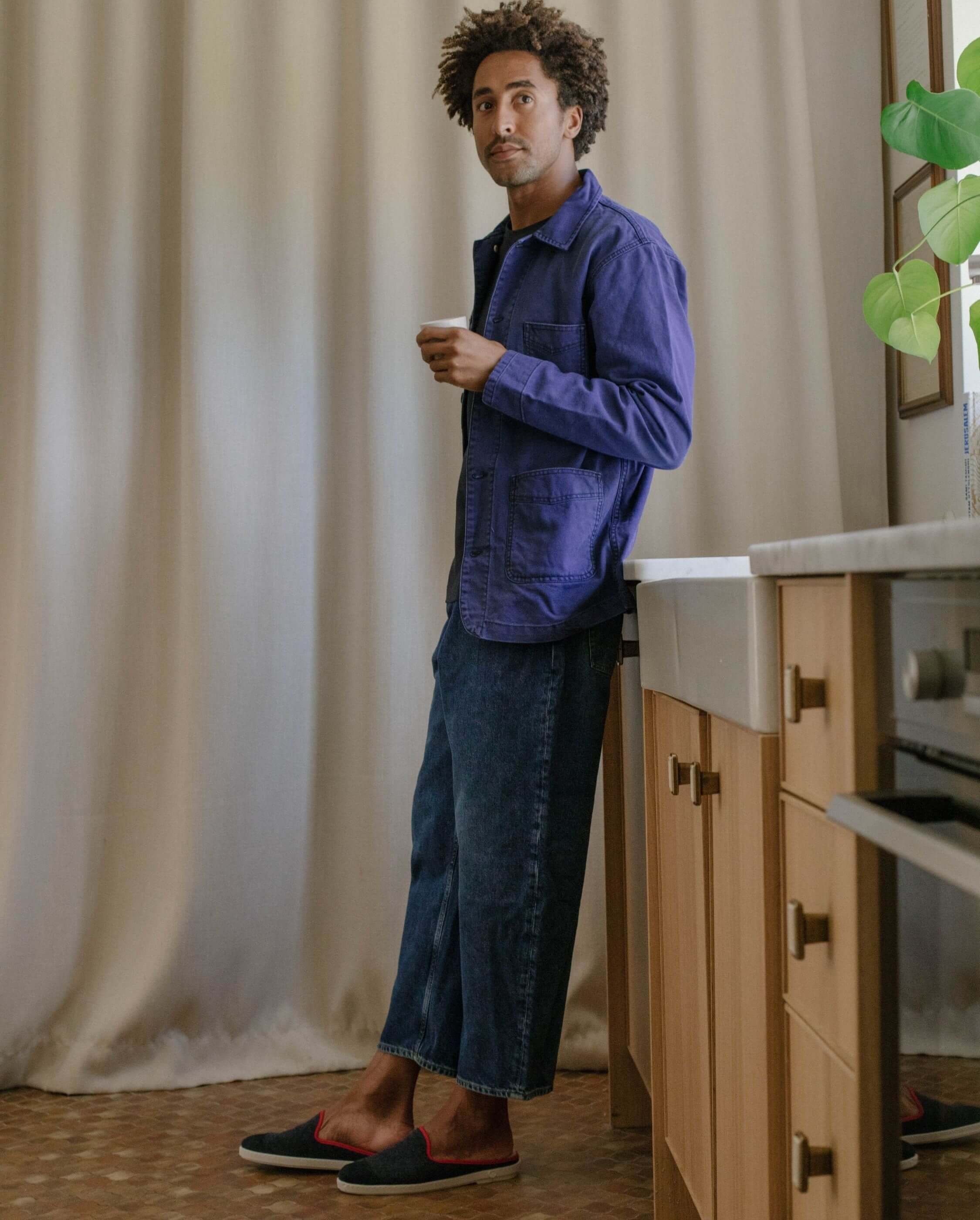 Mule homme laine, marine rouge ANGARDE Bleu